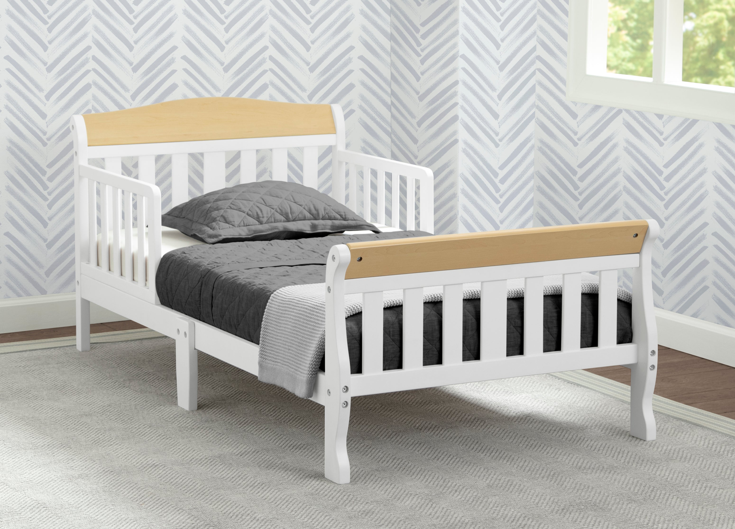 Canton Toddler Bed for Kids - Safe & Comfortable Wooden Toddler Bed with Guardrails | Perfect for Nursery, Daycare & Transitioning from Crib to Big Kid Bed