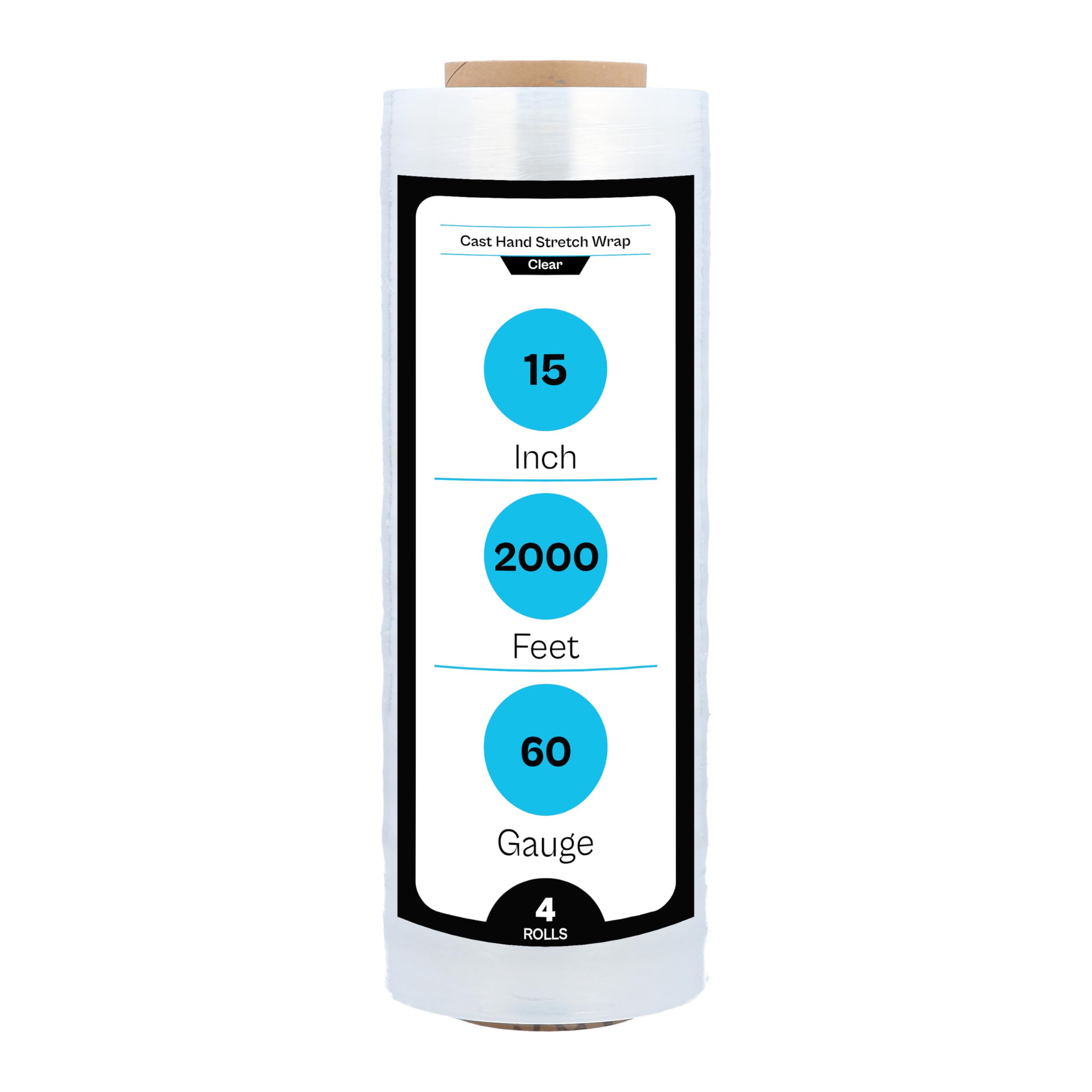 MMBM 15 Inch x 2000 Feet 60 Gauge Clear Stretch Wrap Film - 4 Rolls Heavy Duty Plastic Cling Wrap for Moving, Packing, Palletizing & Warehouse Storage | Secure Packaging Solution for Shipping, Storage & Industrial Use