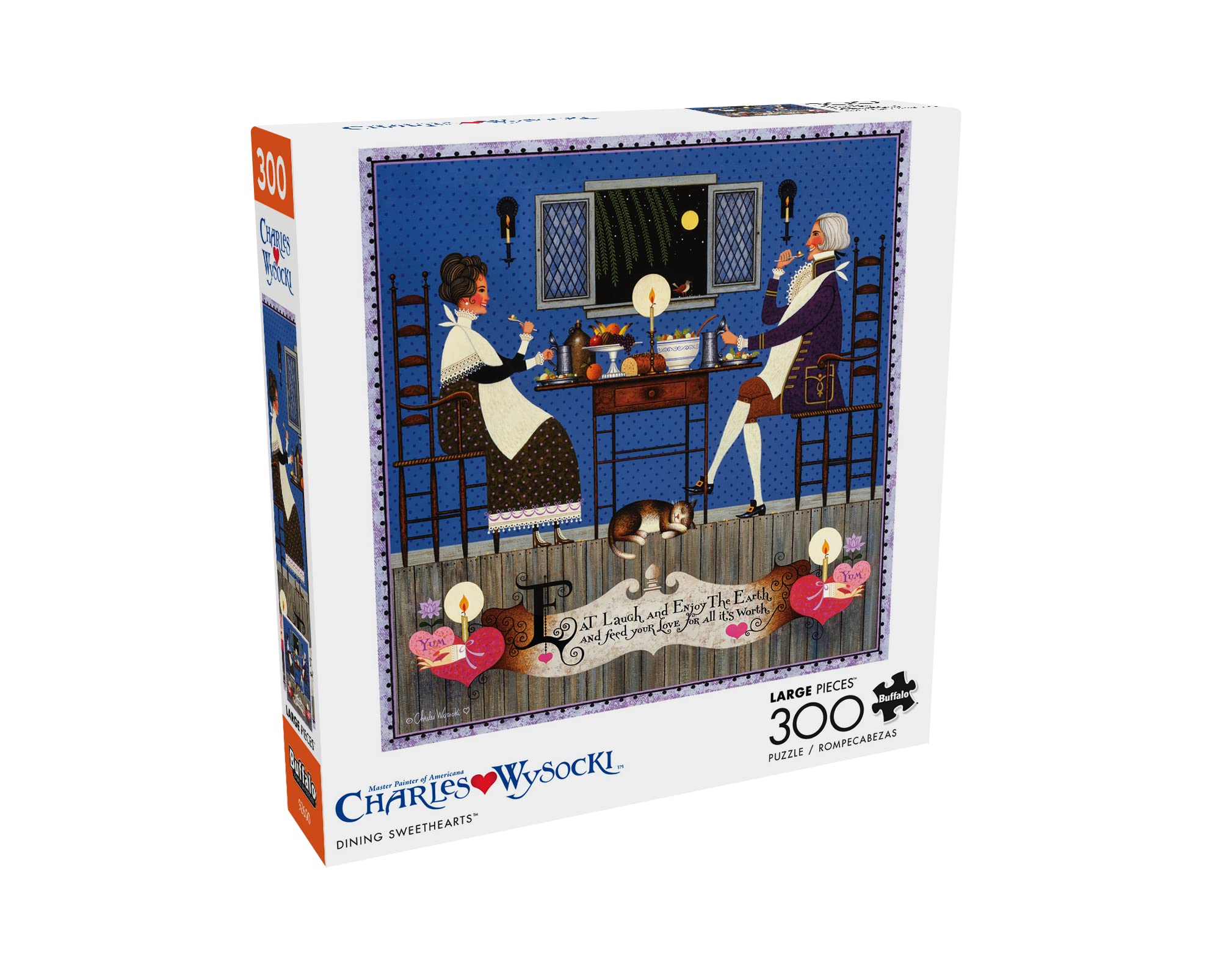 Buffalo Games Charles Wysocki Dining Sweethearts 300 Piece Jigsaw Puzzle for Adults - Challenging Puzzle Game for Family Game Nights & Relaxation - Finished Size 21.25