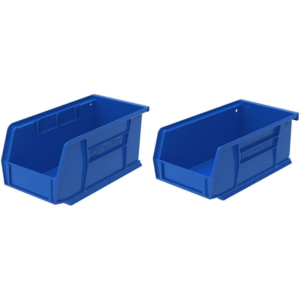 Akro-Mils 30230 & 30220 AkroBins Plastic Storage Bins - Hanging Stackable Organizer Containers (12-Pack & 24-Pack) - Blue - Perfect for Garage, Workshop, Office & Home Organization