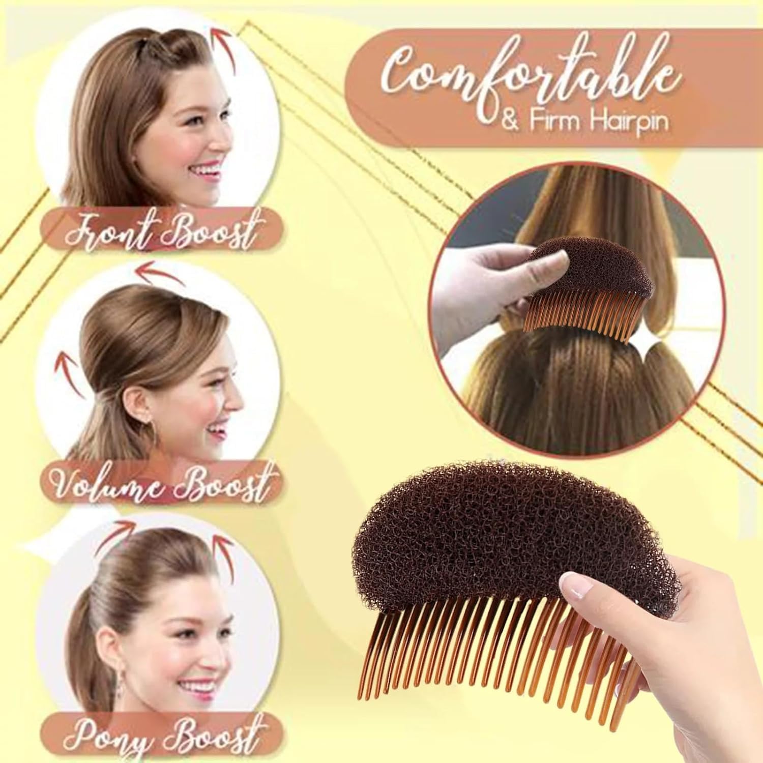 AASA Front Base Puff Hair Accessories for Women & Girls | 2-Piece Set (20g, Black) | Perfect for Weddings, Prom, Parties & Special Occasions