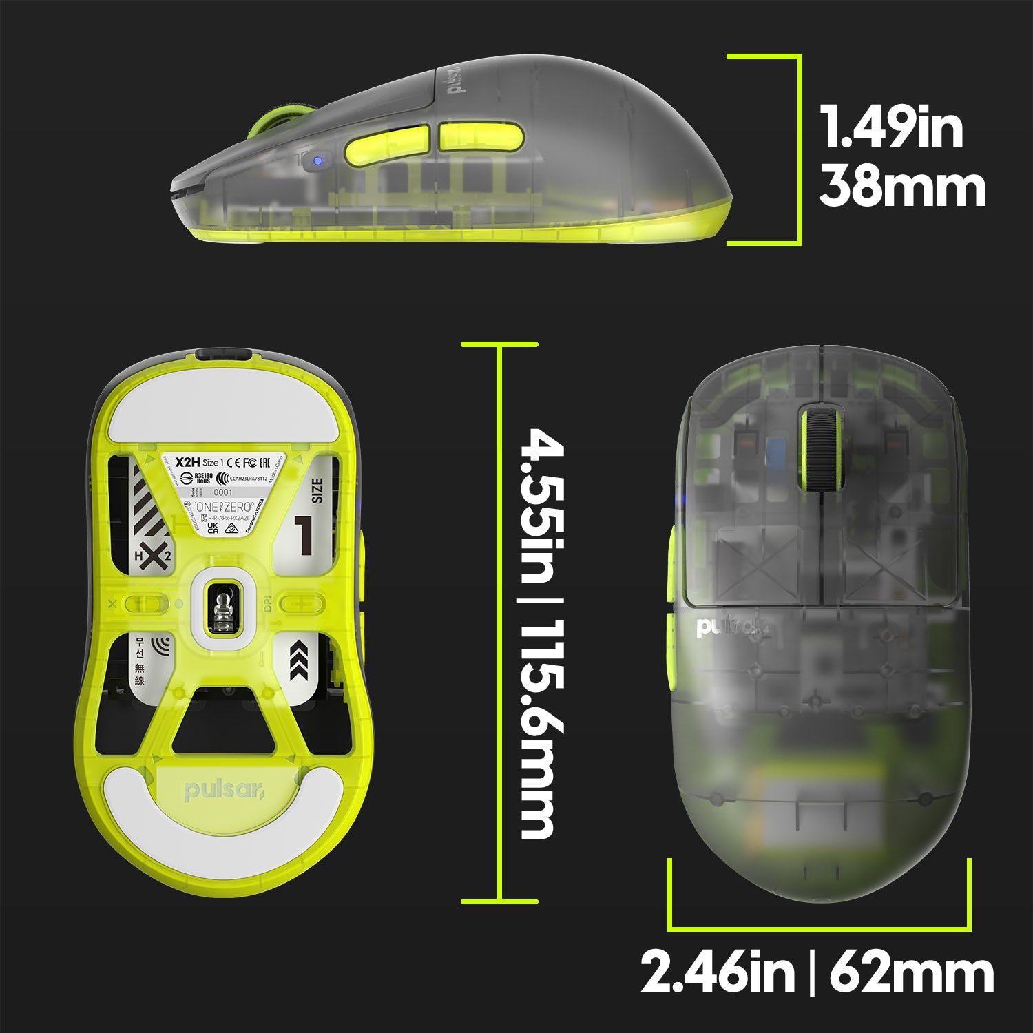 Pulsar X2H Mini Wireless Gaming Mouse - Lightweight, Ergonomic Design, High Performance for Esports - Acid Rewind Limited Edition - Perfect for FPS, MOBA, and Competitive Gaming