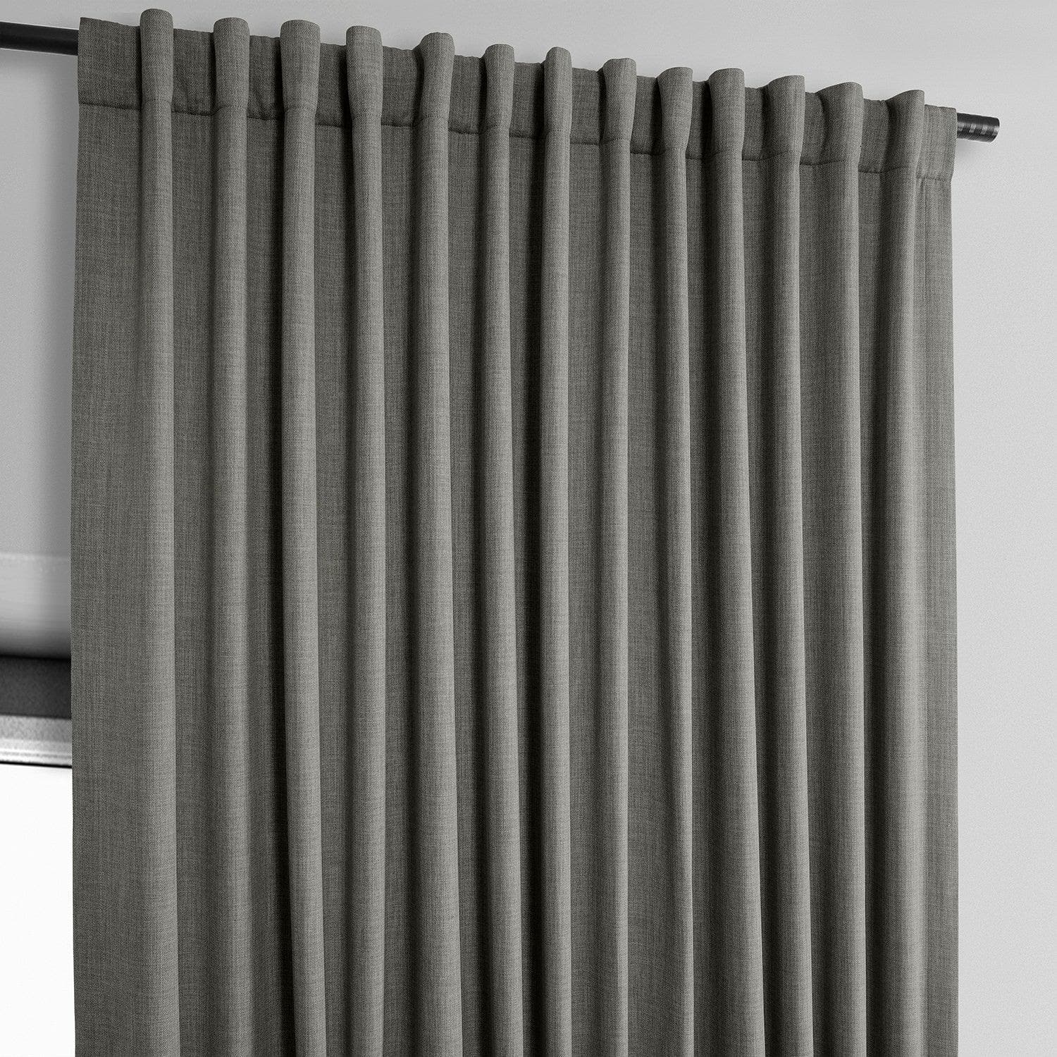 Grey Extra Wide Textured Faux Linen Blackout Curtains for Living Room & Bedroom - Thermal Insulated Room Darkening Window Drapes