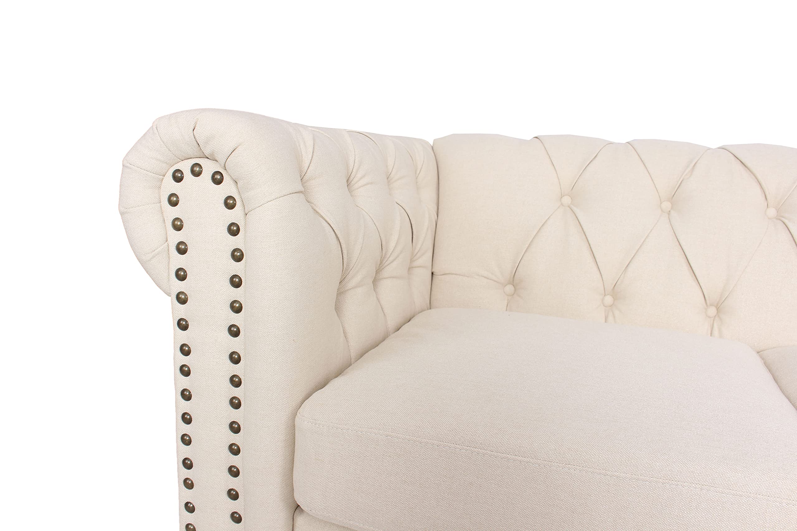 Chesterfield Sofa with Nail-Head Trim - Modern Fabric Tufted Couch for Living Room & Office - Elegant Accent Chair Set - Perfect for Home Decor, Lounge & Entertainment Spaces