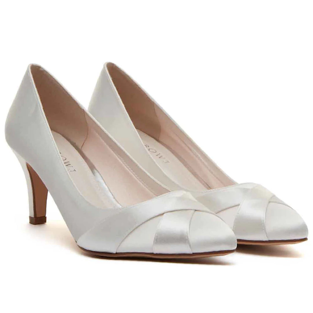 Ivory Satin Wedding Shoes by Rainbow Club - Low Heel Lexi Style (Size 4) | Perfect for Bridal Ceremonies, Photoshoots & Special Occasions