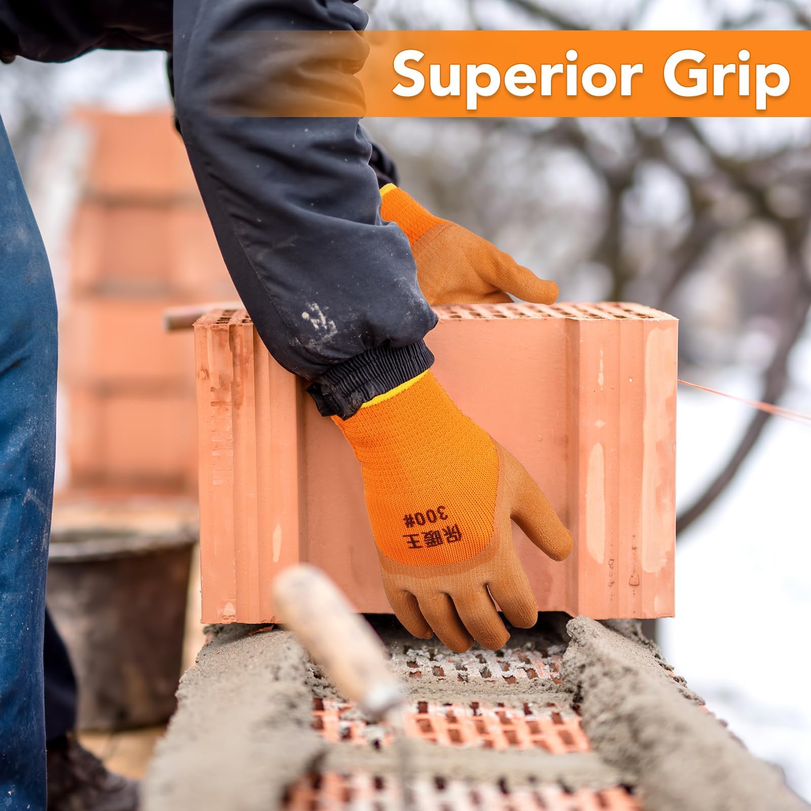 10 Pairs Waterproof Winter Work Gloves for Men - Thermal Insulated Freezer Gloves with Non-Slip Grip - Heavy Duty Cold Weather Gloves for Outdoor Work, Construction, and Snow Removal