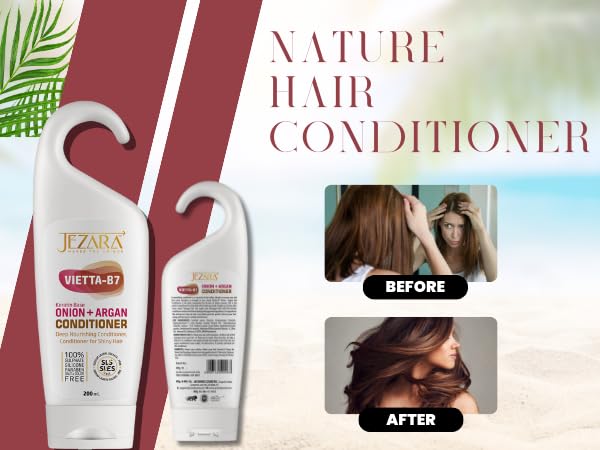 JEZARA Vietta-B7 Keratin-Based Onion & Argan Hair Conditioner - Strengthens & Repairs Damaged Hair for Men & Women | Adds Shine & Softness | 200ml | Perfect for Daily Use & Salon-Quality Results at Home