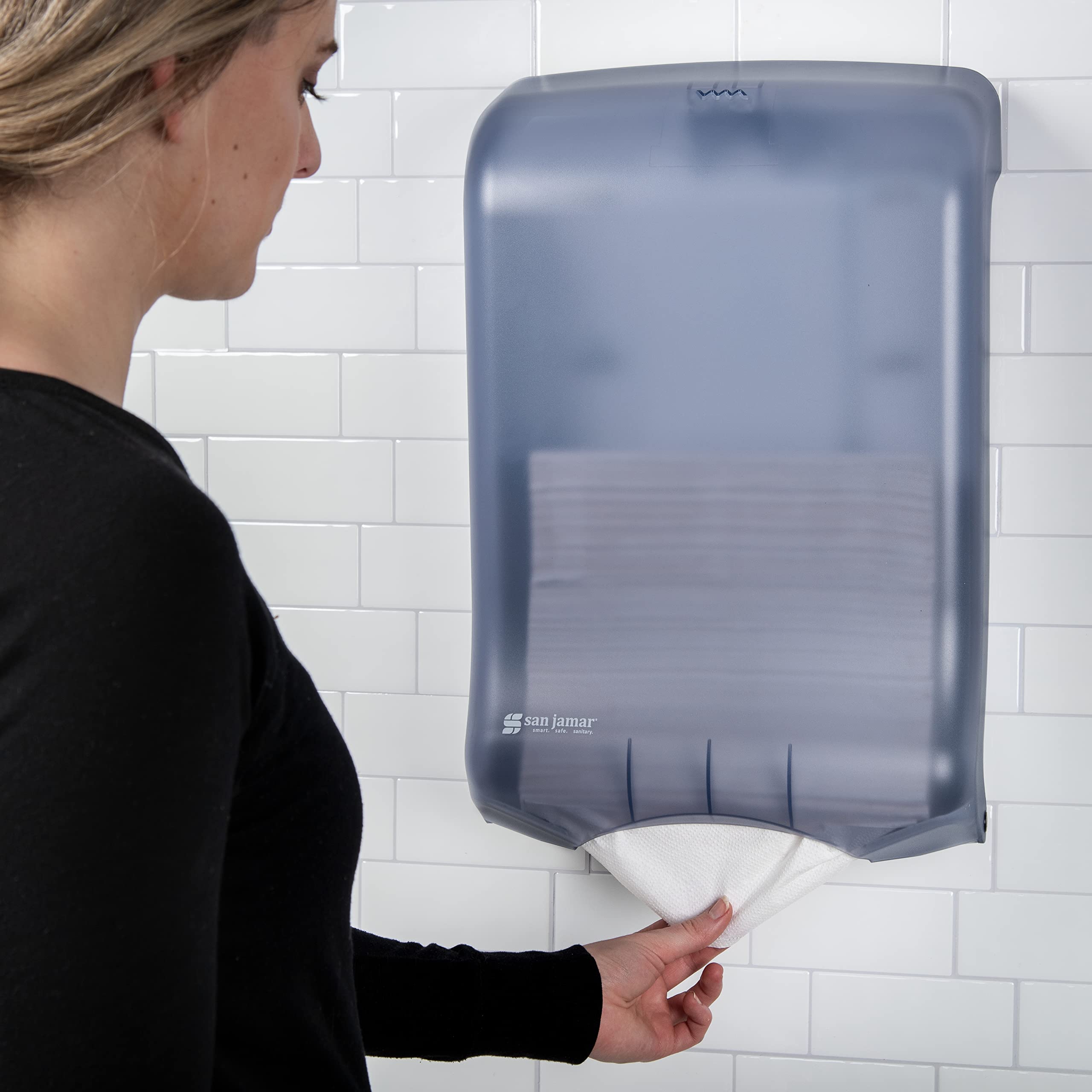 San Jamar Ultrafold Paper Towel Dispenser - C-Fold & Multi-Fold Bathroom, Kitchen & Restaurant Towel Holder - Durable Plastic in Arctic Blue - Perfect for Commercial & Home Use