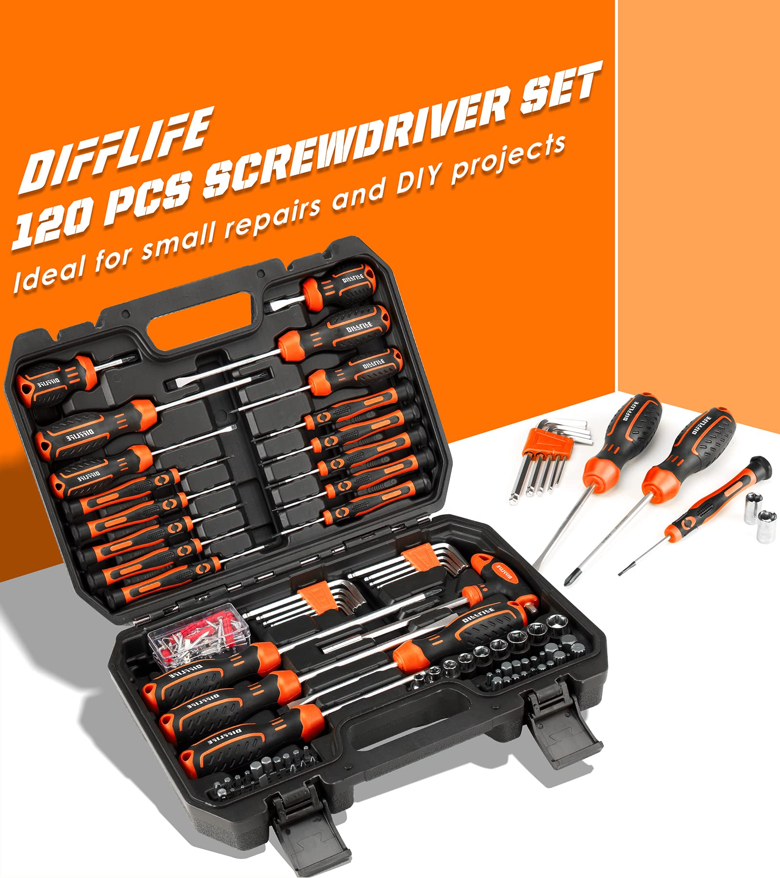 120-Piece Magnetic Screwdriver Set with Case - Slotted, Phillips, Hex, Pozidriv & Torx Bits - Professional Precision Tool Kit for DIY, Electronics Repair & Home Improvement Projects