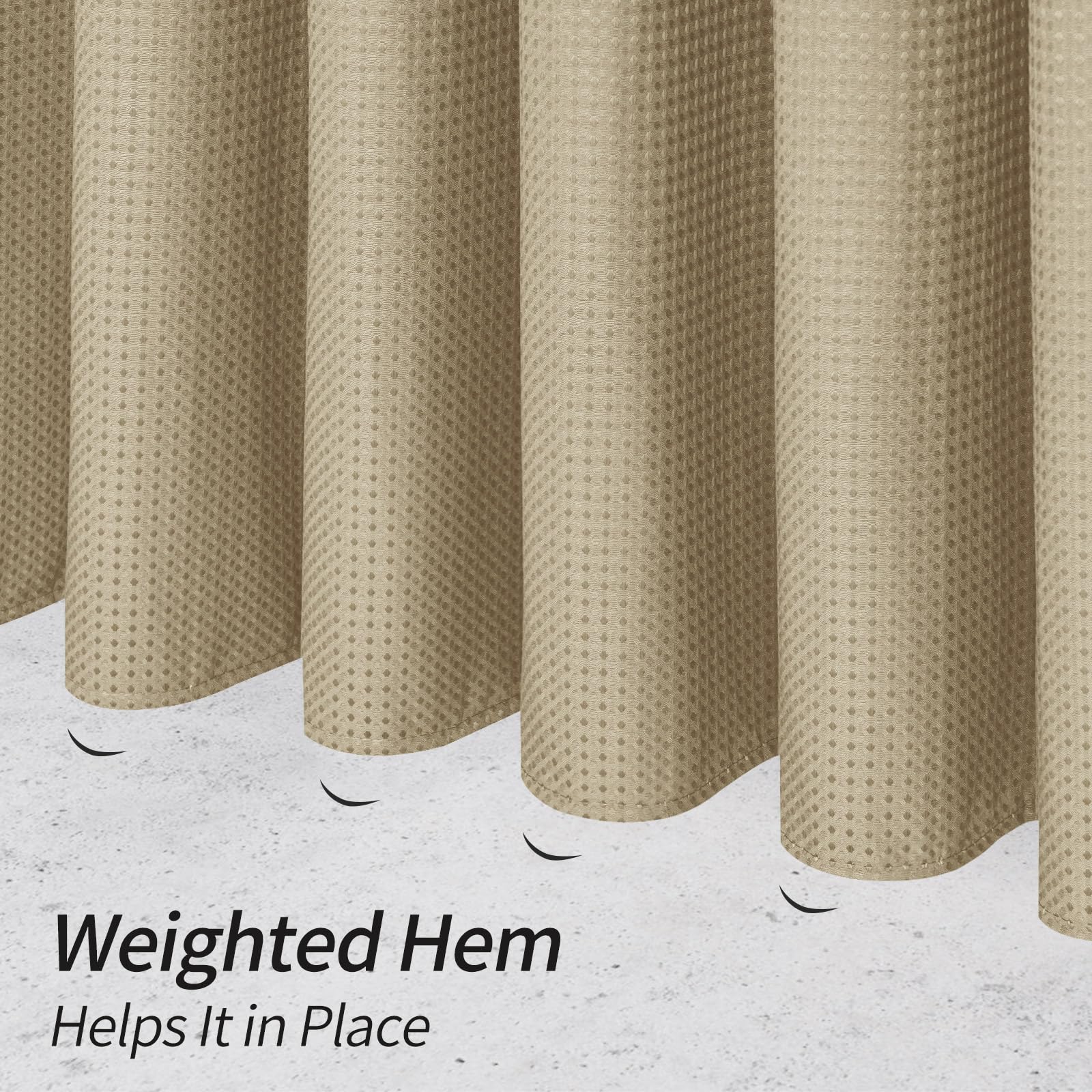 MitoVilla 36 x 72 Inch Waffle Weave Shower Curtain - Half Size Narrow Fabric Bathroom Curtain with Hooks in Taupe/Tan | Perfect for Small Bathrooms, Apartments & RV Showers | Water-Resistant & Stylish Home Decor