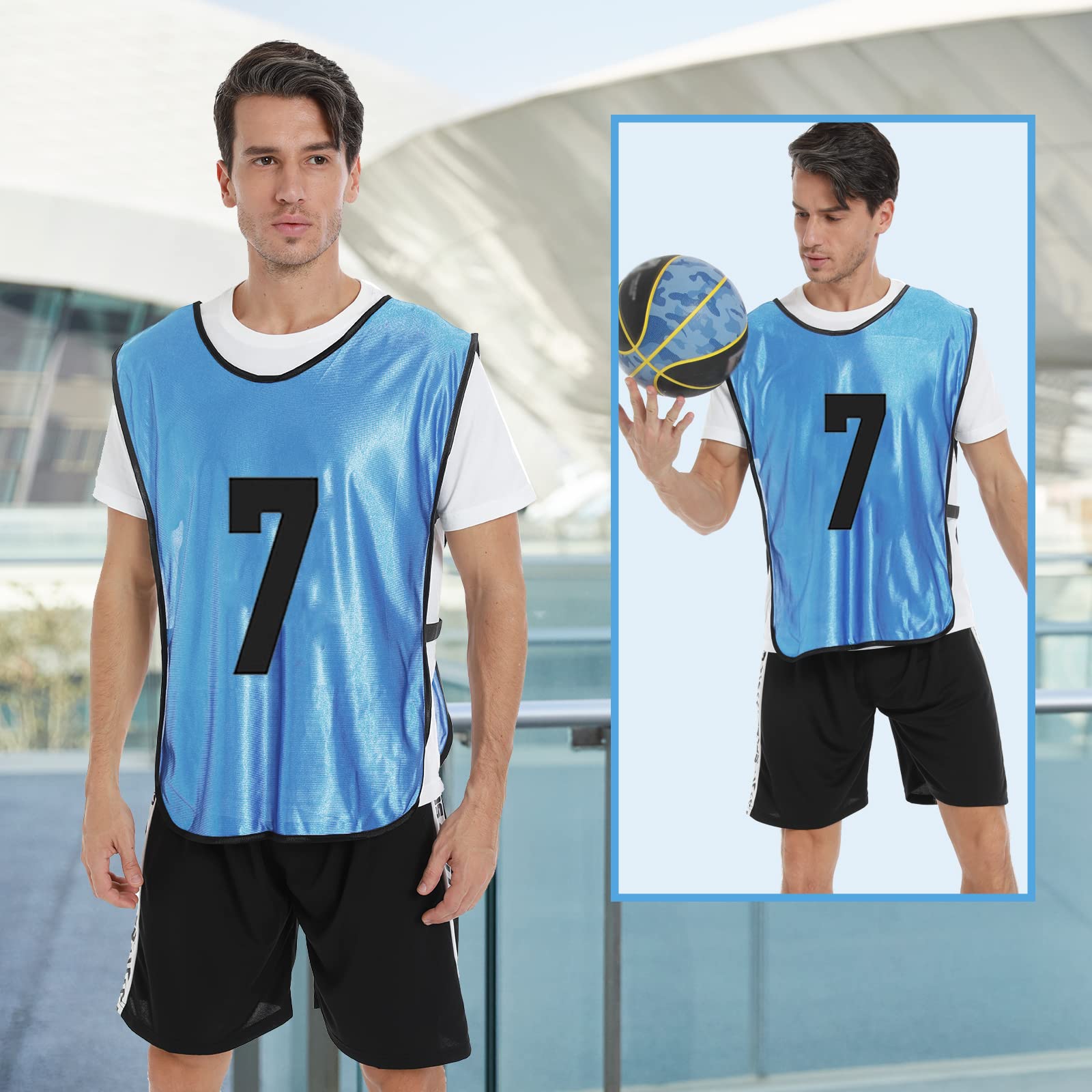 Scrimmage Training Vest 12 Pack - Reversible Soccer Pinnies for Adults & Youth with Numbered Bibs - Perfect for Team Sports, Soccer Practice & Scrimmage Games
