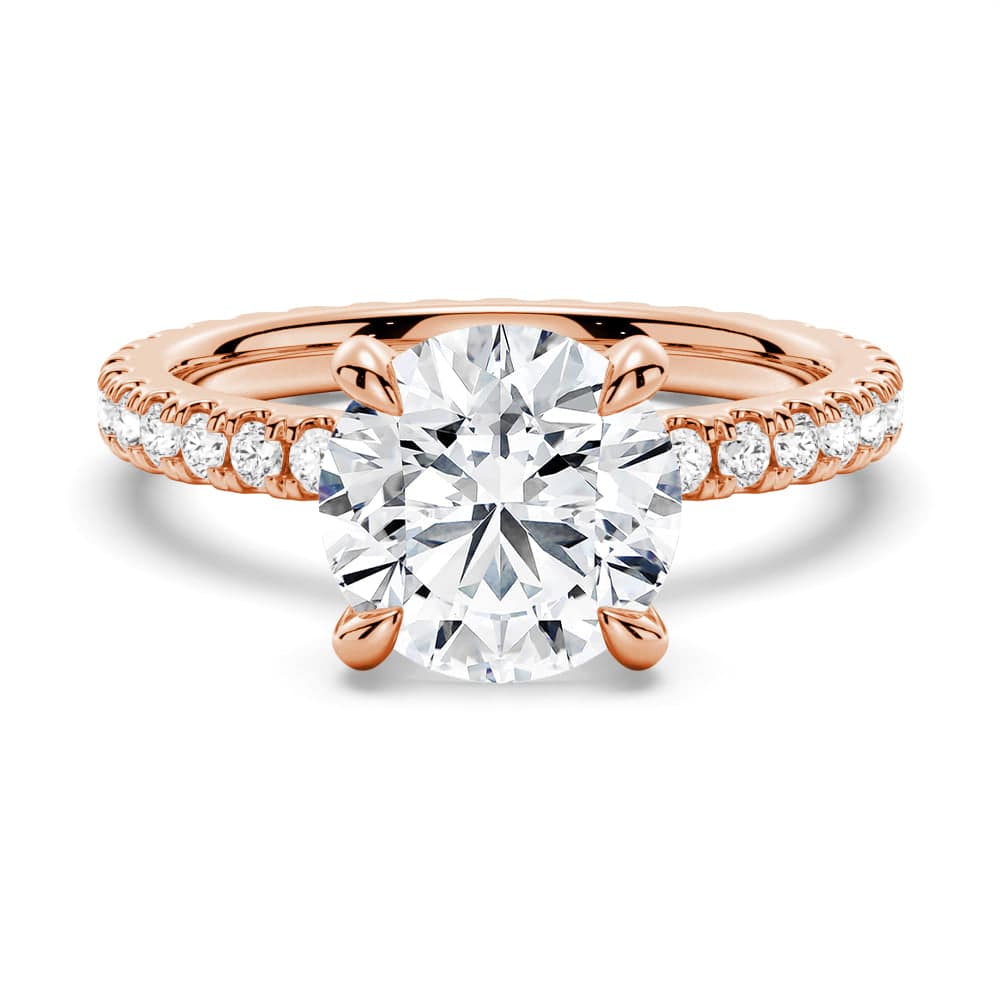 Exquisite Round Moissanite Engagement Ring with Sparkling Eternity Pave Band - Perfect for Proposals, Anniversaries & Romantic Occasions