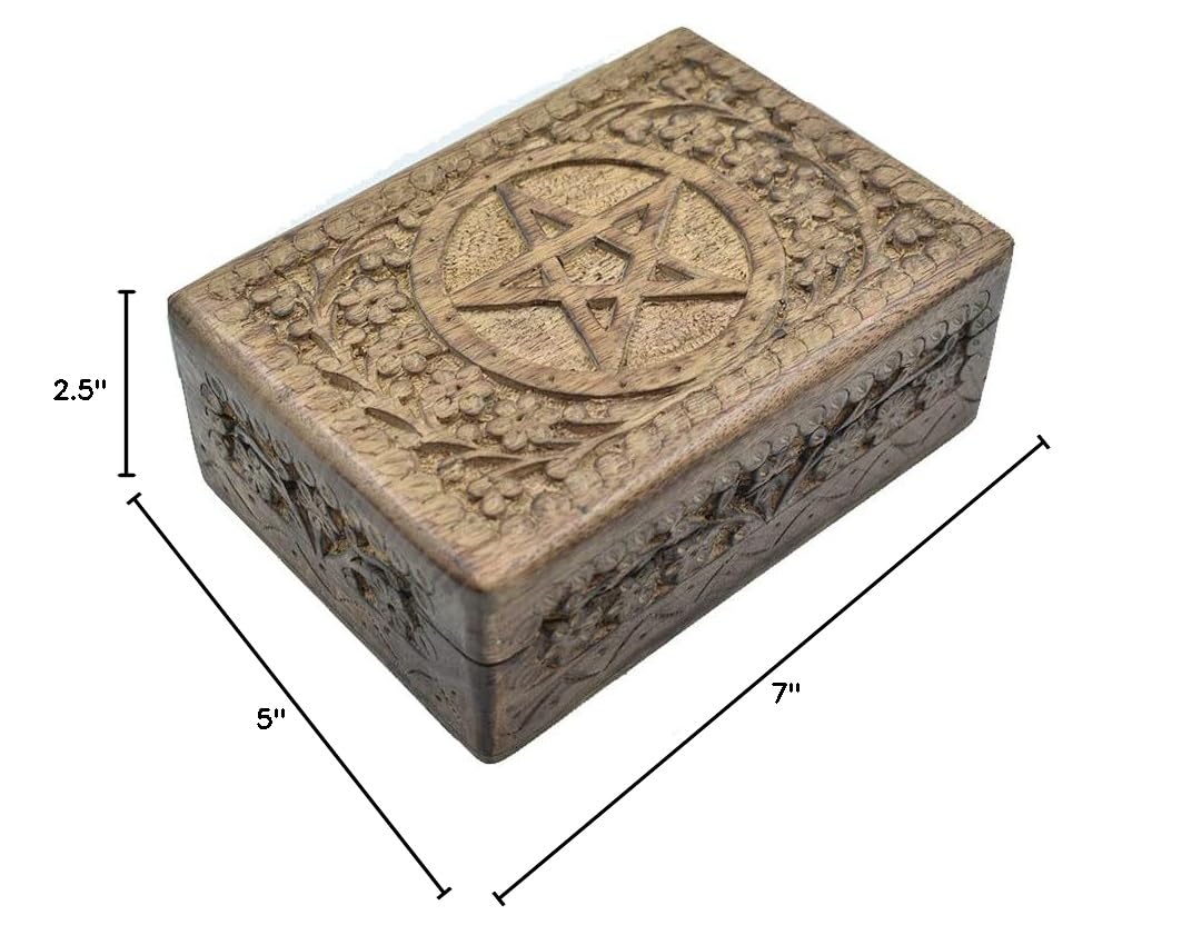 Handmade Wooden Jewelry Box with Star Carvings - Keepsake Storage Organizer for Women & Girls | Perfect for Rings, Necklaces, Earrings & Gift Giving