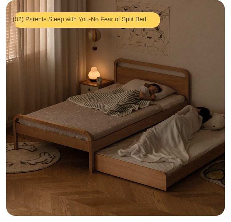Solid Oak & Beech Wood Floor Bed with Pulley - Toddler Bed for Safe & Comfortable Sleep - Perfect for Montessori Bedrooms & Kids' Room Decor