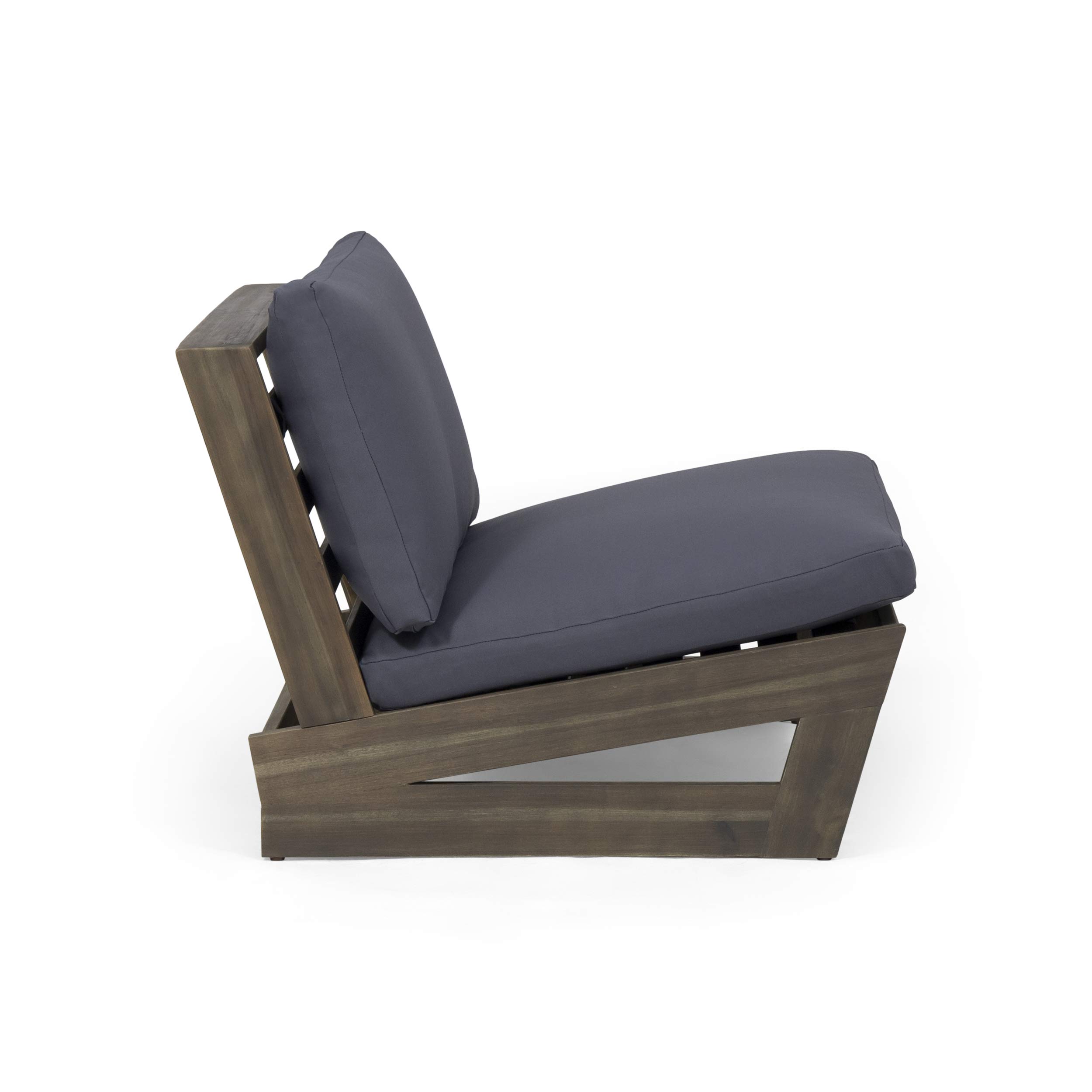 Premium Acacia Wood Outdoor Club Chairs with Cushions (Set of 2) - Gray & Dark Gray - Patio, Garden, Poolside Lounge Furniture for Backyard & Deck