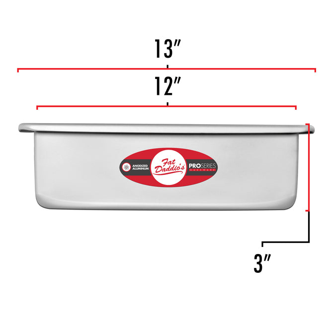 Fat Daddio's Pro Series 3-Inch Square Cake Pan - Heavy Duty Aluminum Baking Pan for Perfect Brownies, Bars & Sheet Cakes - Ideal for Home Bakers & Professional Kitchens