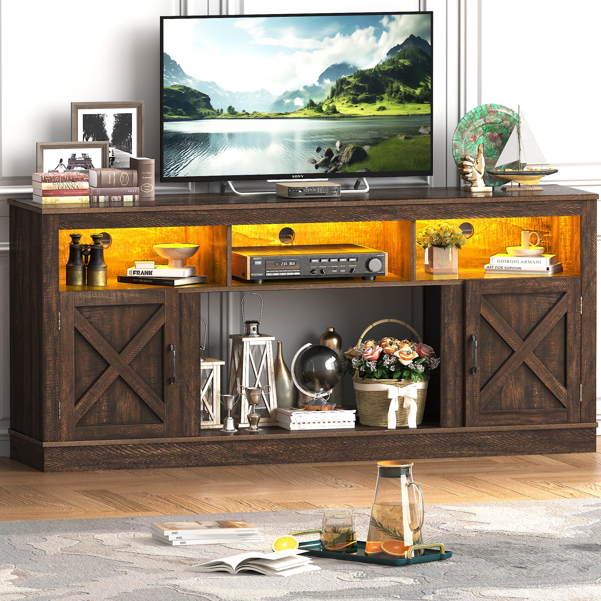 Farmhouse TV Stand for 70/75/80 Inch TVs - 32