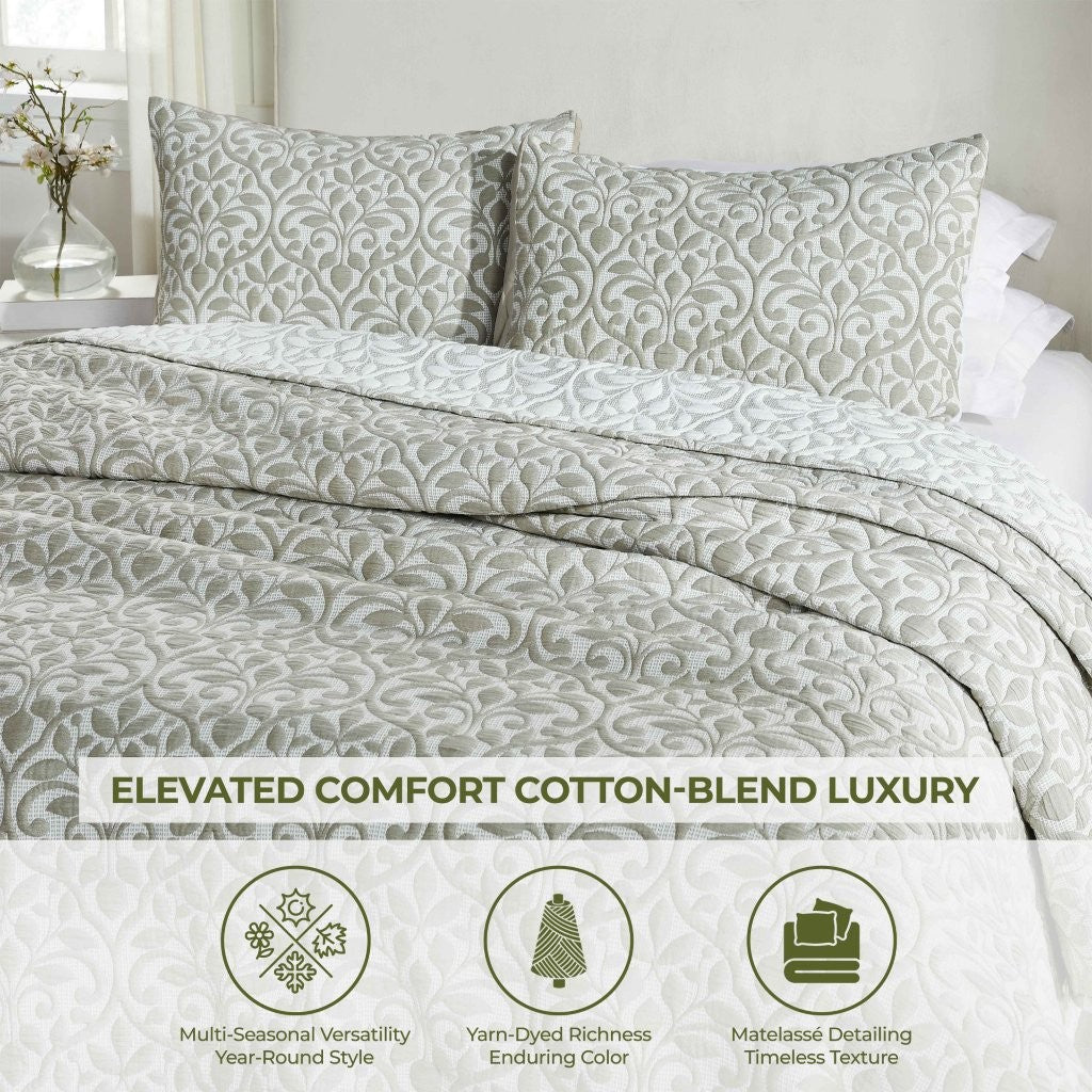 Premium Vineyard Cotton Blend Medium Weight Matelasse Woven Coverlet - Soft Bedspread for All Seasons | Perfect for Guest Rooms, Master Bedrooms & Cozy Home Decor