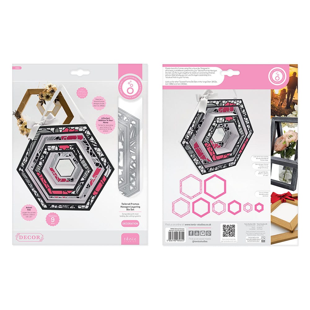 Tonic Studios Hexagon Layering Die Set 3464e - Precision Cutting Dies for Scrapbooking, Card Making & DIY Crafts | Perfect for Home Decor, Gift Wrapping & Paper Craft Projects