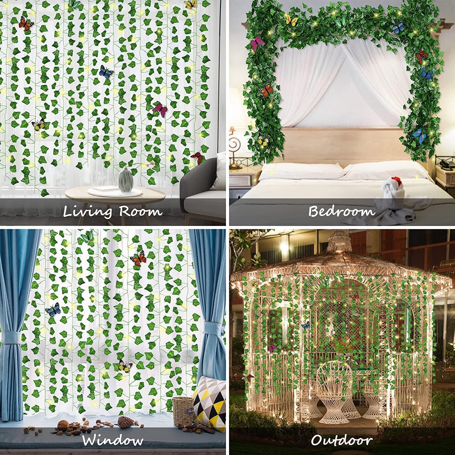 240 LED Artificial Ivy Vine Lights - 9.8FT Fairy String Lights with 8 Lighting Modes, Timer & Dimmer - Perfect for Bedroom Wall Decor, Wedding Backdrops, Garden Parties & Festival Lighting