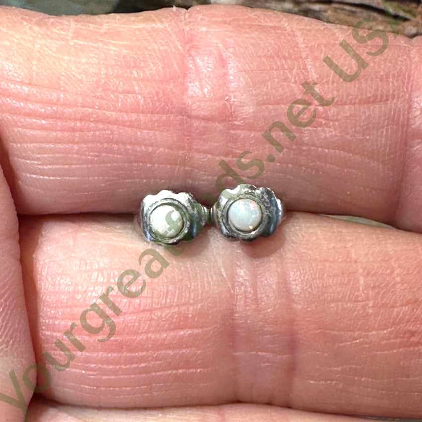 Tiny Sterling Silver & White Opal Stud Earrings for Women - Dainty Pierced Ear Jewelry for Everyday Wear, Gifts & Special Occasions