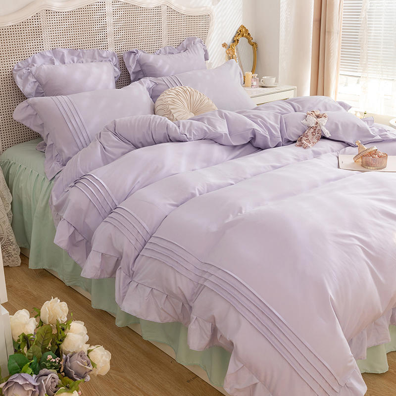 French Style Princess Ruffle Cotton Bed Skirt - Luxury Bedding Set with Elastic Fitted Design (1060) - Perfect for Girls' Bedrooms, Guest Rooms & Nursery Decor