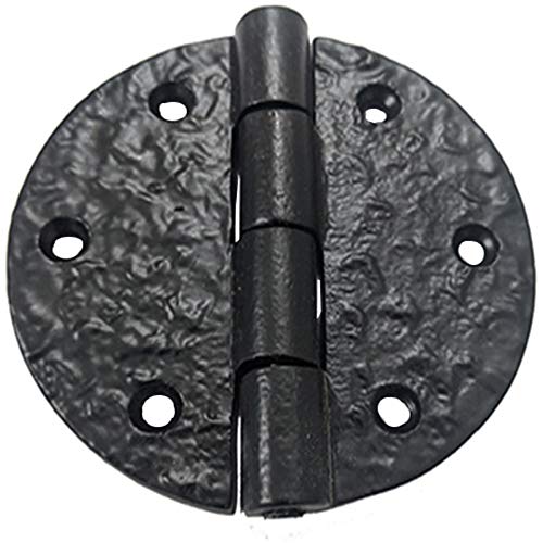 Antique Iron Round Cabinet Hinge - 12 Pack, Black Powder Coated - Heavy Duty Trunk & Furniture Hardware for Vintage Restoration Projects