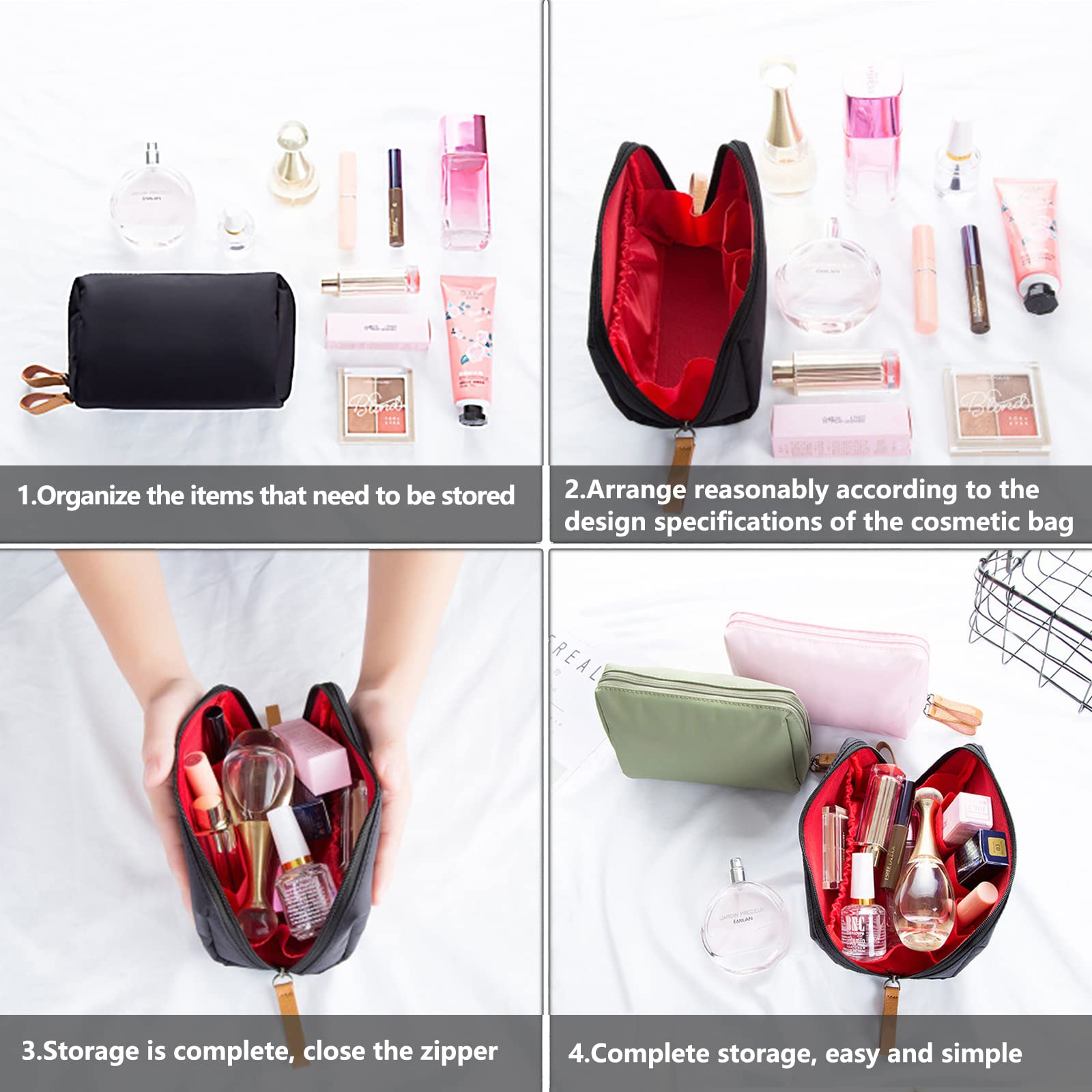 Stylish Red Cosmetic Makeup Bag for Women & Girls - Travel-Friendly Beauty Pouch for Purse, Toiletry & Organizer - Perfect for Daily Use, Travel & Gifts
