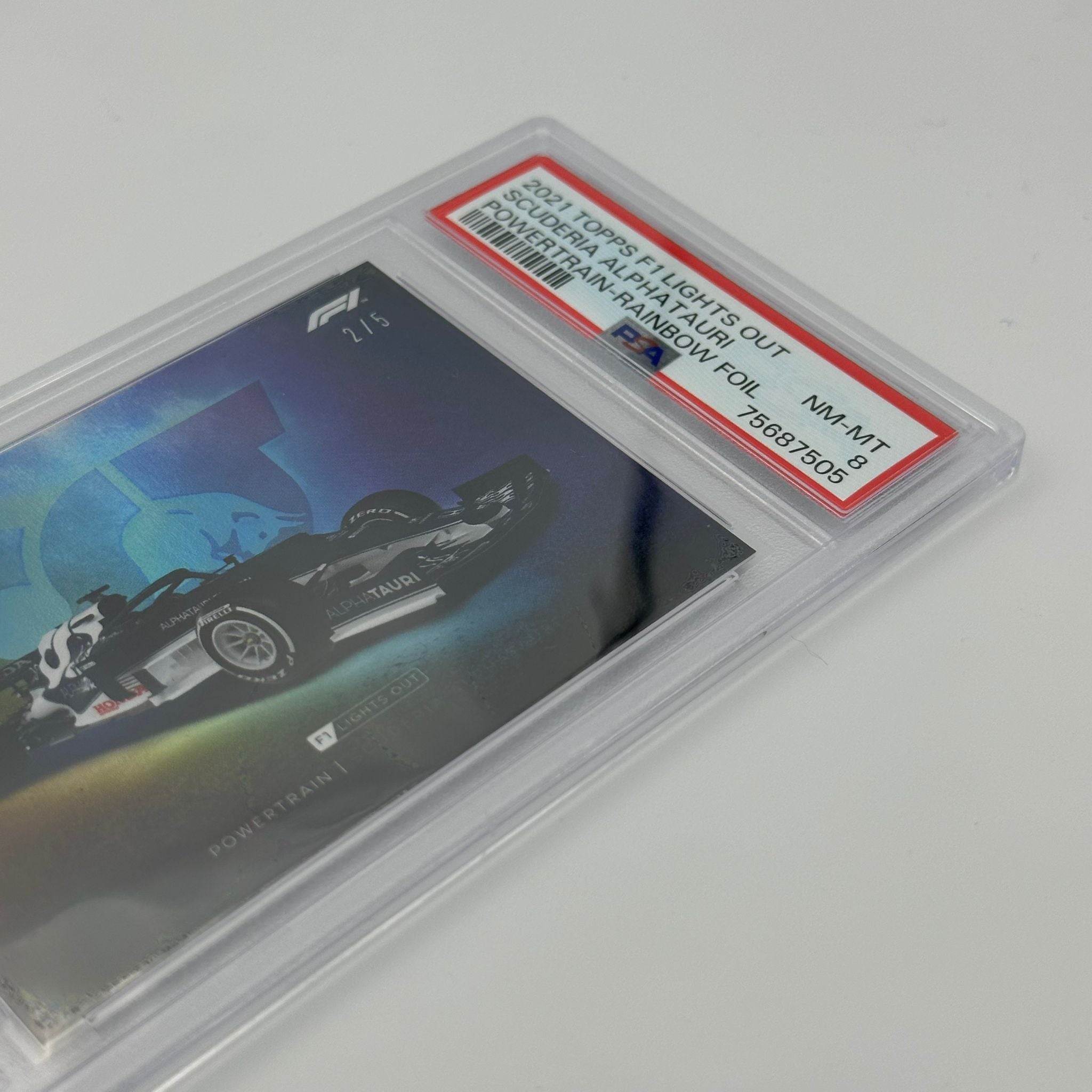 PSA 8 Graded 2/5 Alpha Tauri Powertrain Rainbow Foil F1 Trading Card - Perfect for Collectors, Racing Fans & Investment