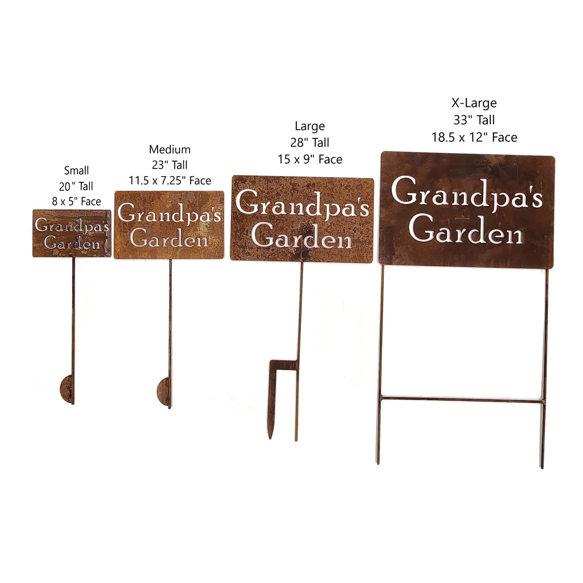 Personalized Family Name Garden Stake - 20 to 33 Inches Tall (Grandpa's Garden Sign, XL 33