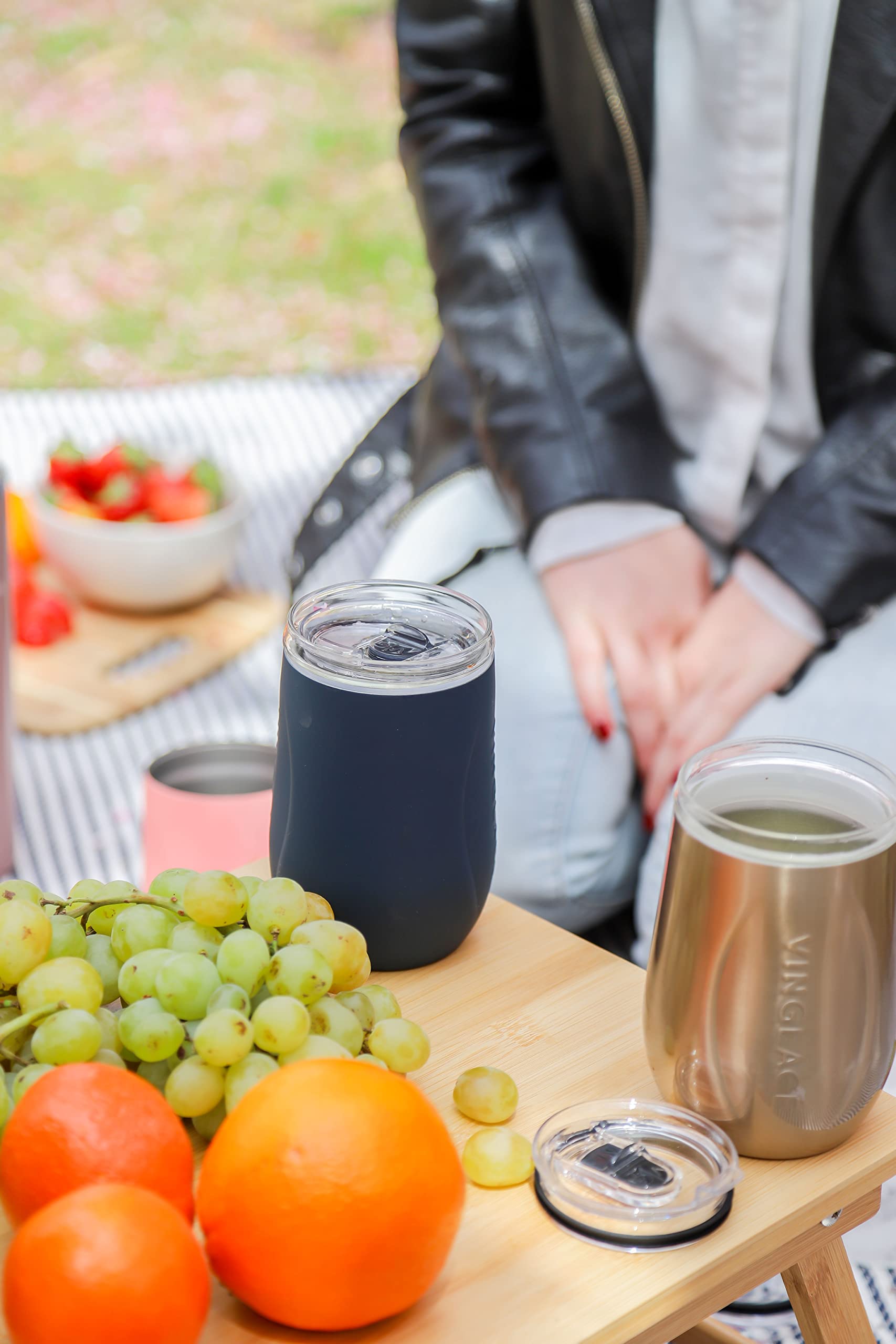 Vinglacé 10 oz Stainless Steel Stemless Wine Glass - Insulated Copper Wine Tumbler with Glass Insert & Sip Lid - Perfect for Outdoor Picnics, Parties & Home Entertaining