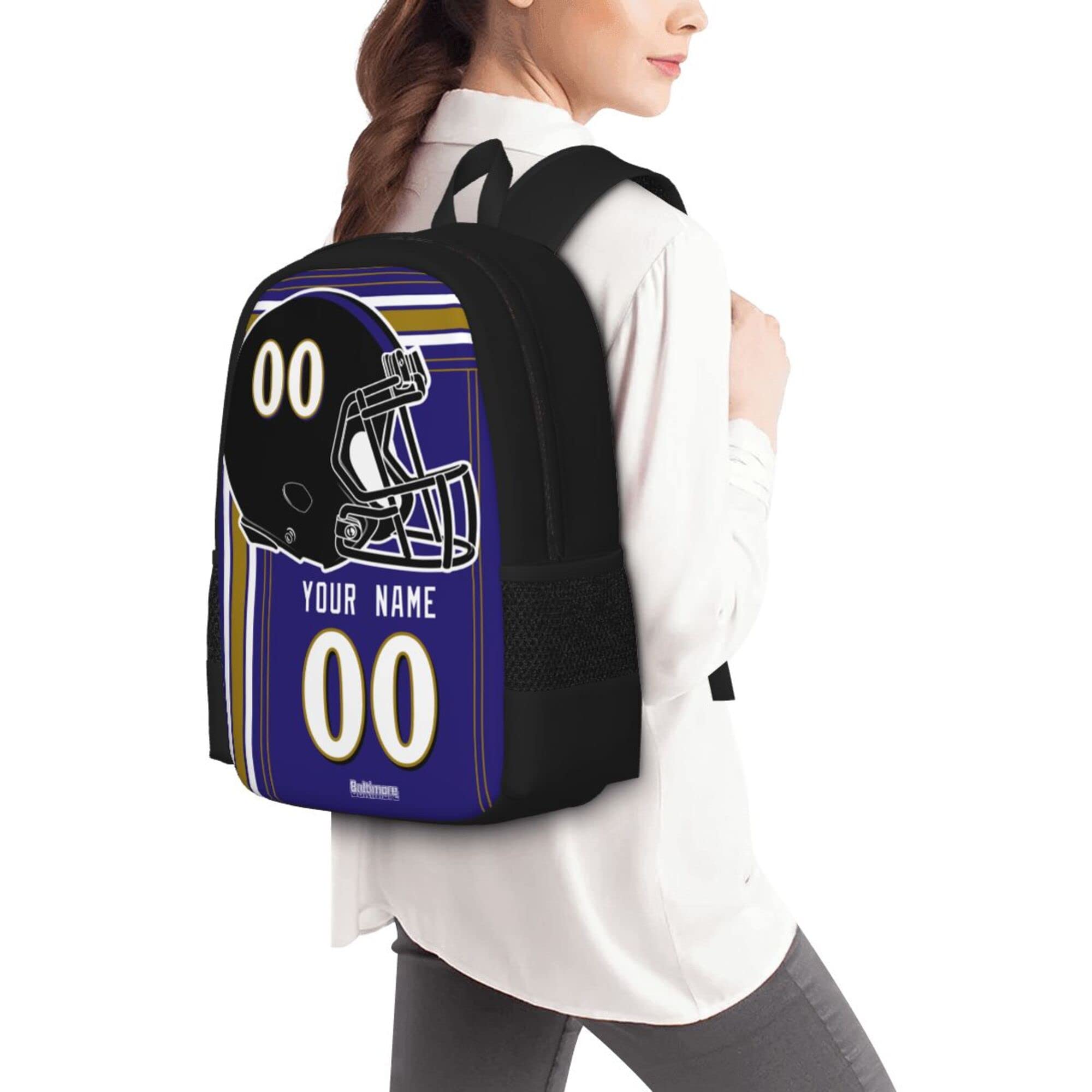 ANTKING Baltimore Backpack - Custom High Capacity Laptop Backpack with Personalized Name & Number - Perfect Gift for Kids, Men & Sports Fans - Ideal for School, Travel & Game Day