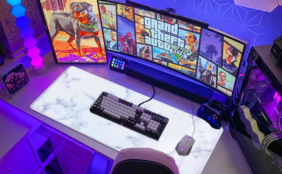 ETZ Large Gaming Mouse Pad 31.5 x 11.8 Inches, Non-Slip Rubber Base, Stitched Edges, Waterproof Desk Mat - Extended Keyboard Mouse Pad for PC, Laptop, Gaming, Office & Home Workspace