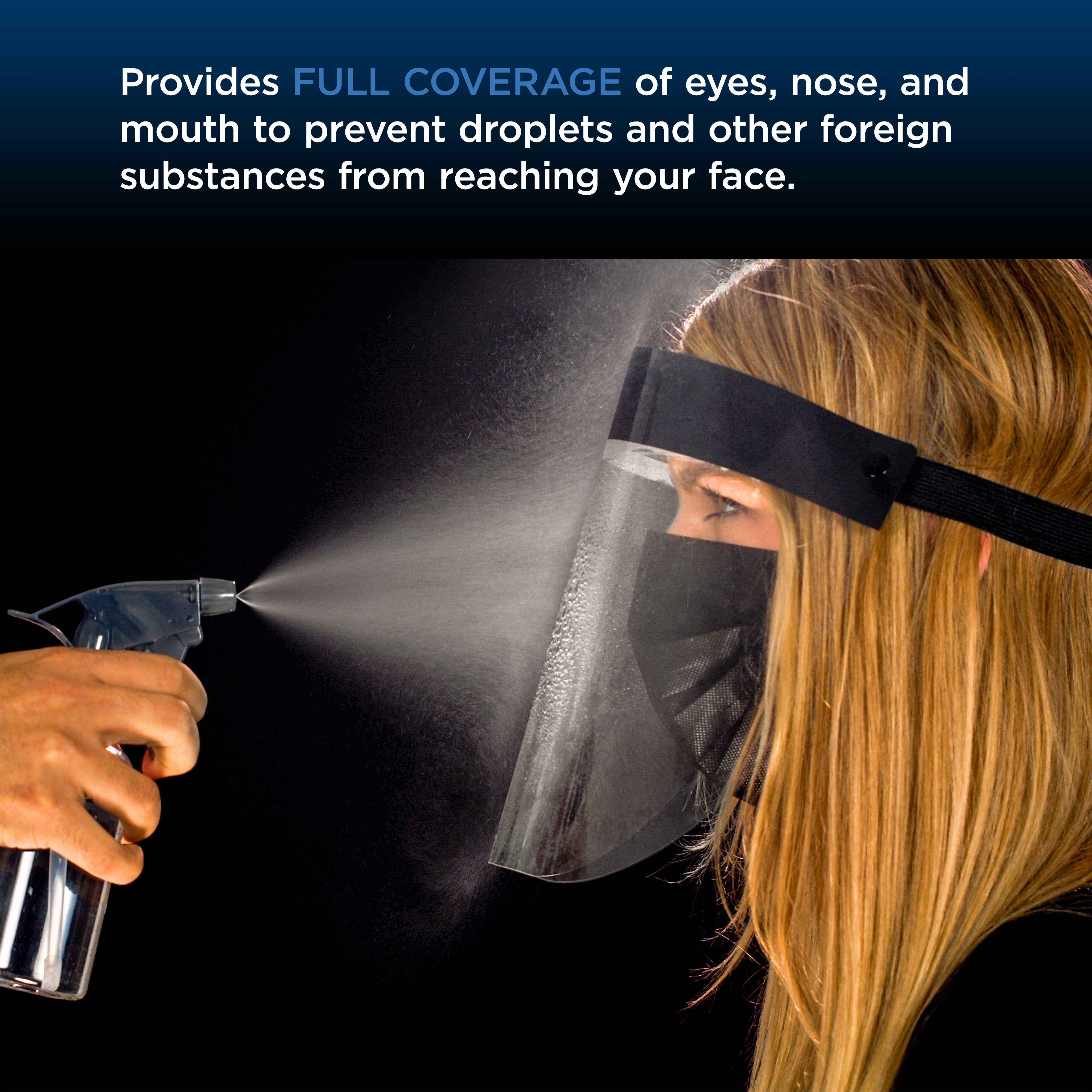 10 Pack Black Face Shields - Ultra Clear Full Face Protection, Anti-Fog PET Plastic for Eyes, Nose & Mouth Protection | Droplet & Splash Guard for Healthcare, Food Service & Industrial Safety