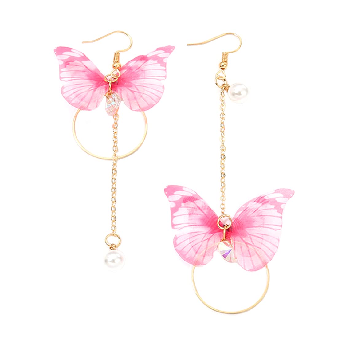 Stylish Yellow & Pink Butterfly Long Chain Dangler Earrings for Women & Girls | Fashionable Drop Earrings | Perfect Birthday & Anniversary Gift for Her | Great for Parties, Weddings & Everyday Wear
