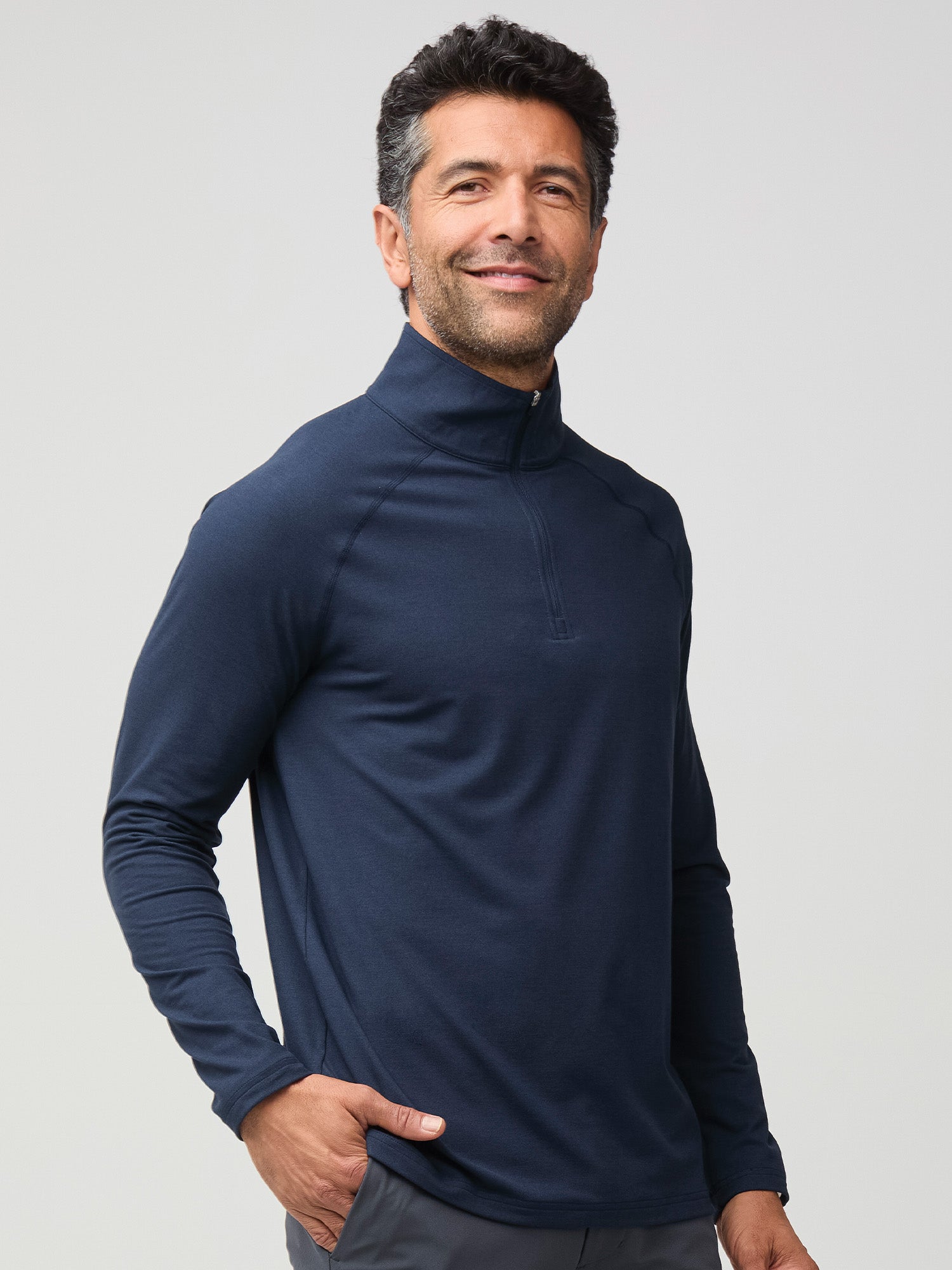 Navy Tech Quarter Zip Pullover - Lightweight & Breathable Men's Performance Fleece for Outdoor Activities, Hiking & Casual Wear