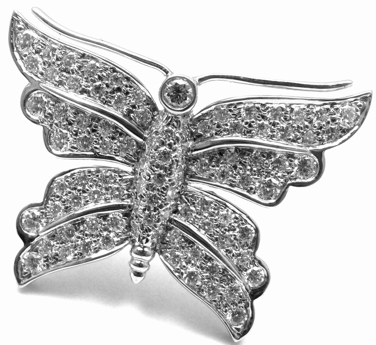 Authentic TIFFANY & CO Platinum Diamond Butterfly Brooch Pin - Luxury Jewelry Gift for Women, Elegant Accessory for Special Occasions & Formal Events