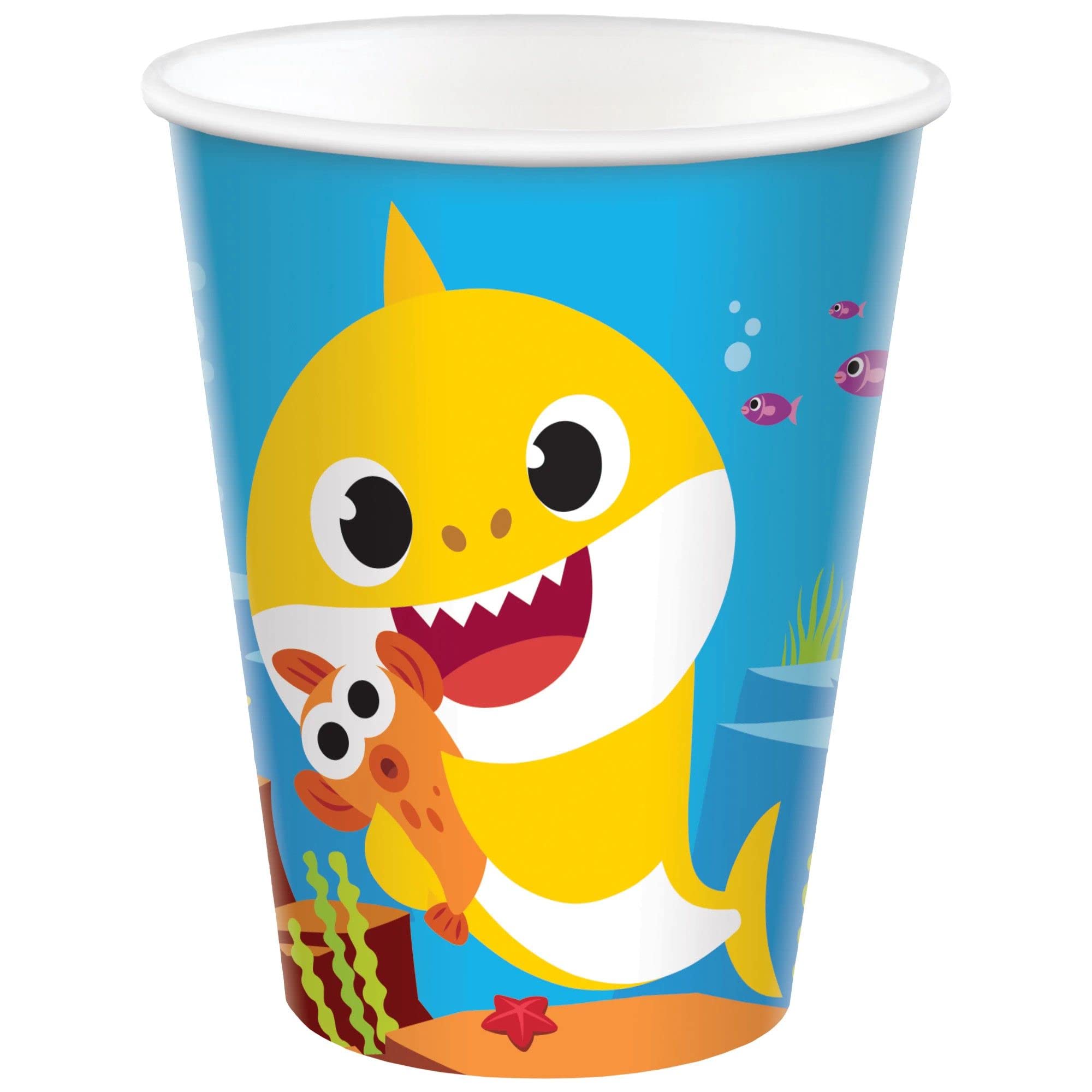 Baby Shark Birthday Party Supplies Pack for 16 Guests - Includes Dessert Plates, Beverage Napkins, Cups & Table Cover with Candles | Perfect for Kids' Birthday Parties, Baby Showers & Themed Events