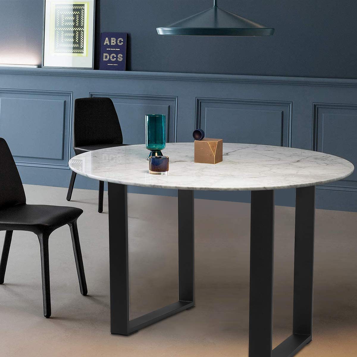 TENGCHANG Metal Table Legs - Set of 2 Black Dining Desk Furniture Legs 28