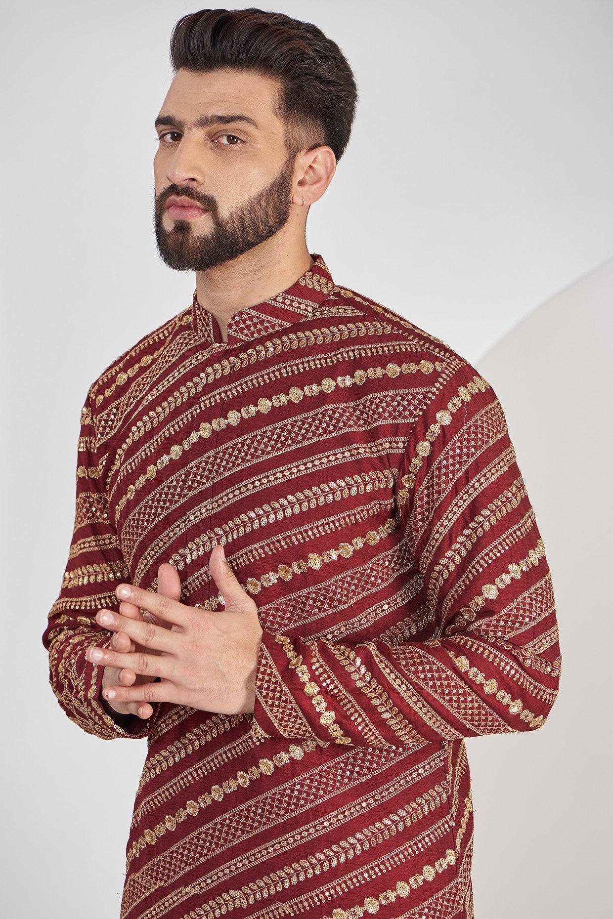 Elegant Maroon Embroidered Kurta with Intricate Zari Work for Women | Traditional Indian Ethnic Wear | Perfect for Festivals, Weddings & Special Occasions