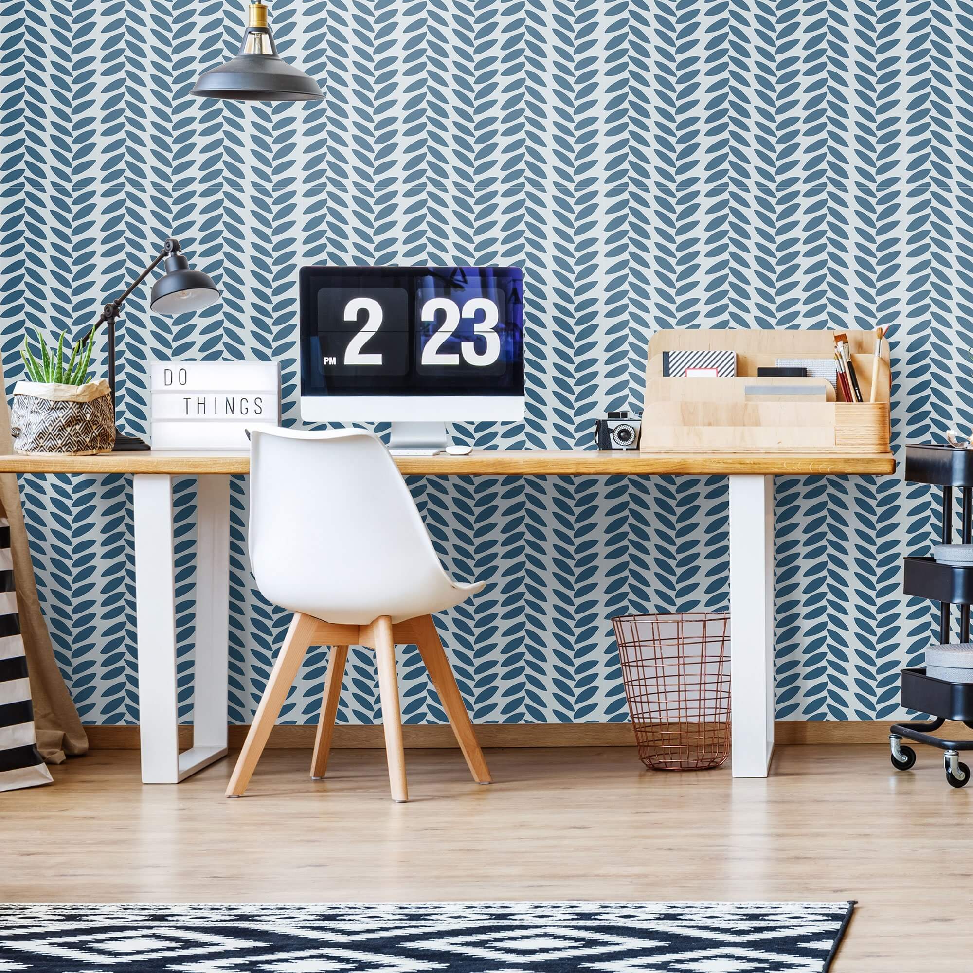 Blue Modern Basic Peel and Stick Removable Wallpaper - Self-Adhesive Decorative Wall Covering for Bedroom, Living Room, Nursery & Office Decor