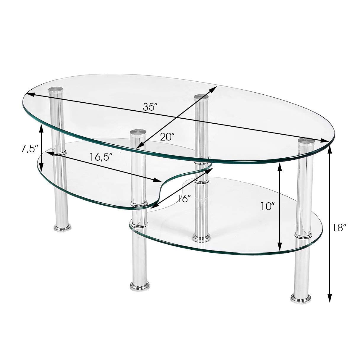 Modern Glass Coffee Table with Steel Legs - Clear Tempered Glass Top & Sturdy Metal Frame for Living Room, Lounge, or Office - Stylish Cocktail & Tea Table for Home Decor