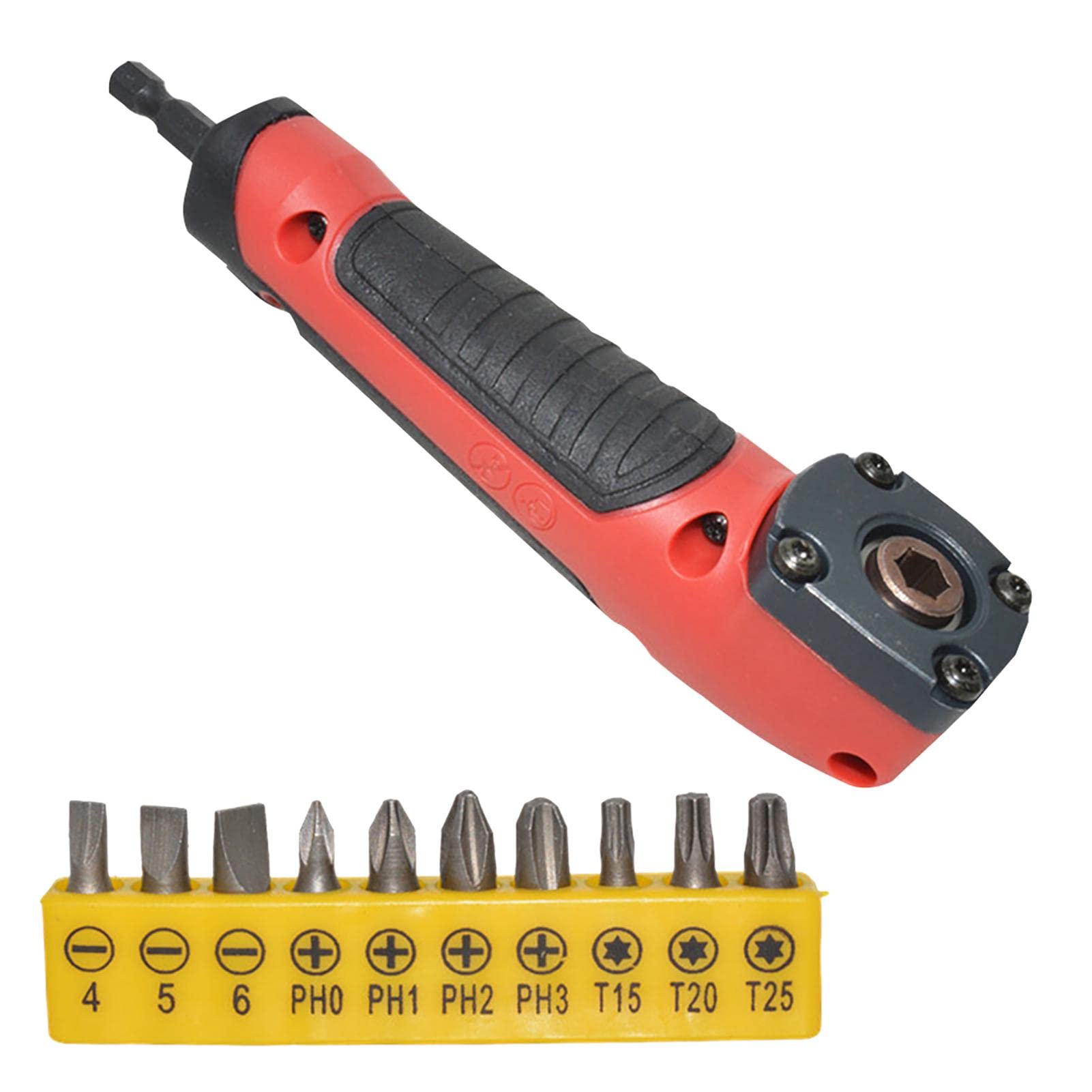 90 Degree Right Angle Drill Attachment - 1/4 Inch Electric Screwdriver Adapter Kit with 10 Drill Bits for Tight Spaces | Perfect for DIY Repairs, Furniture Assembly & Automotive Maintenance