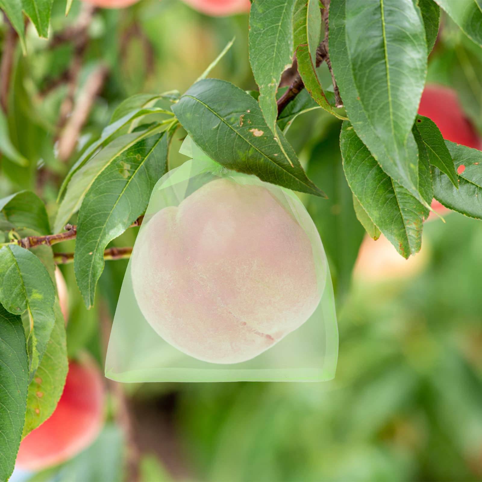 KINGLAKE 50 Pcs 6x8 Inch Reusable Mesh Fruit Protection Bags with Drawstring - Breathable Garden Netting Covers for Apples, Peaches, Pears | Protect Fruits from Birds, Insects & Harsh Weather | Perfect for Fruit Trees, Vegetable Gardens & Organic Farming