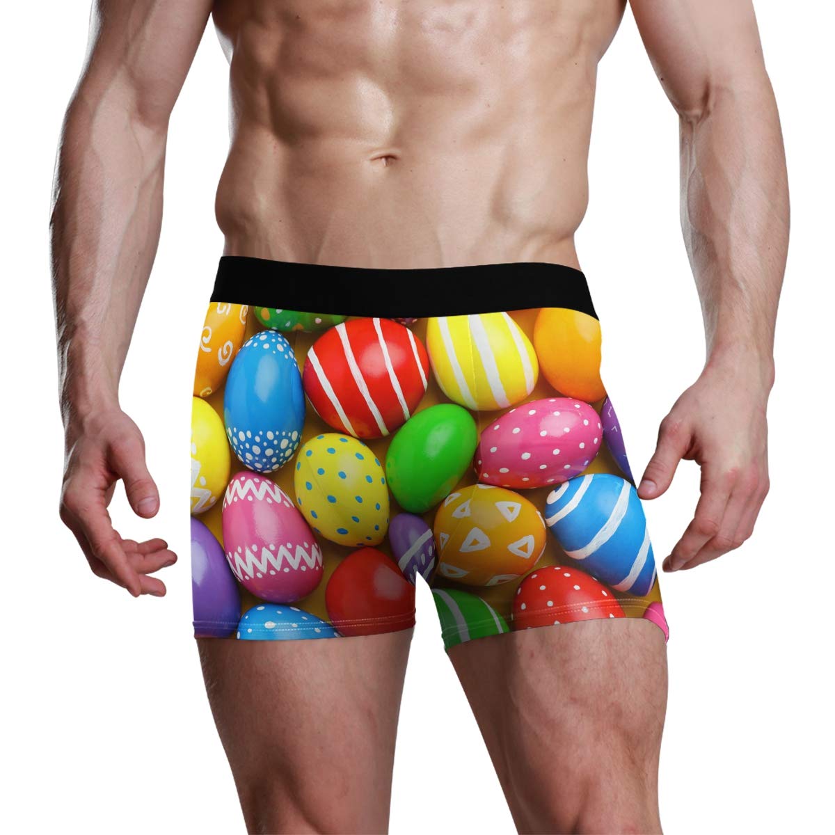 Serenasyoung Men's Colorful Easter Egg Print Boxer Briefs - Soft Comfortable Underwear for Men - Perfect Gift for Holidays & Everyday Wear