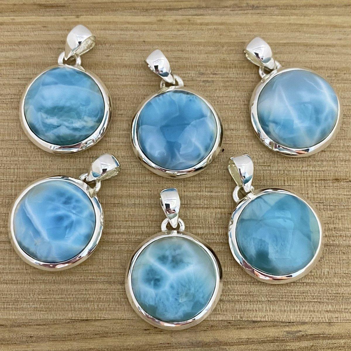 Elegant Round Larimar Pendant Necklace for Women - Handcrafted Sterling Silver Jewelry, Perfect for Gifts, Weddings & Special Occasions