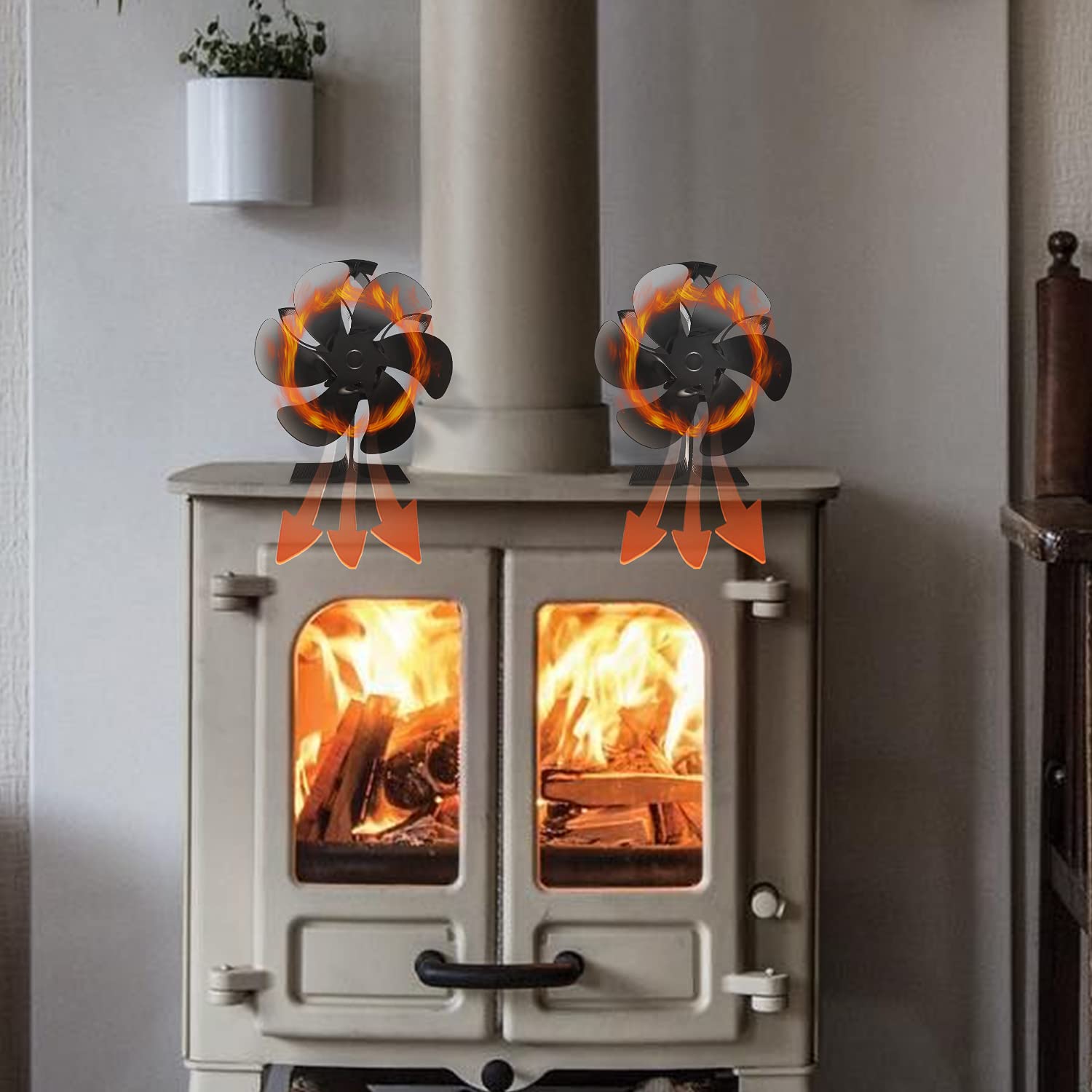 6 Blades Wood Stove Fan - Heat Powered Fireplace Fan for Wood Burning Stove & Gas/Log Burner - Efficient Eco-Friendly Stove Accessory for Home Heating & Energy Savings