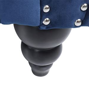 Modern Velvet Chesterfield Loveseat - Tufted 2-Seater Sofa with Scroll Arms & Nailhead Trim - Blue Velvet Couch for Living Room, Bedroom, Office & Apartment | Perfect for Small Spaces, Reading Nooks & Cozy Conversations