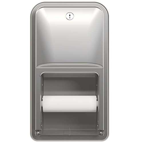 Bradley 5A00 Recessed Dual Roll Toilet Paper Dispenser - Commercial Grade Stainless Steel Bathroom Tissue Holder for Office, Restaurant & Public Restrooms