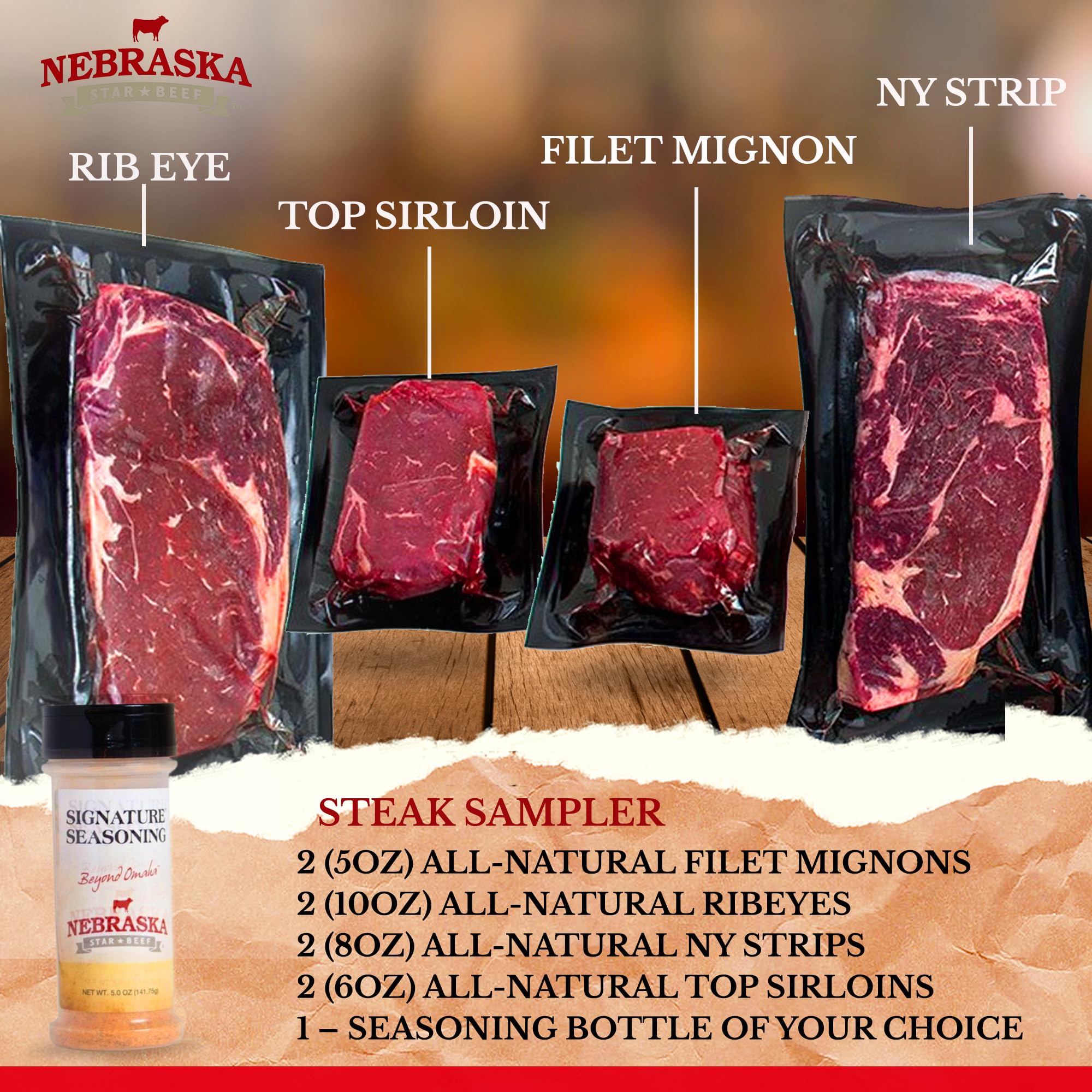 Premium Nebraska Star Angus Steak Sampler Gift Box - USDA Prime Beef Cuts for Grilling, BBQ & Special Occasions - Perfect Steak Gift for Father's Day, Anniversary & Holidays